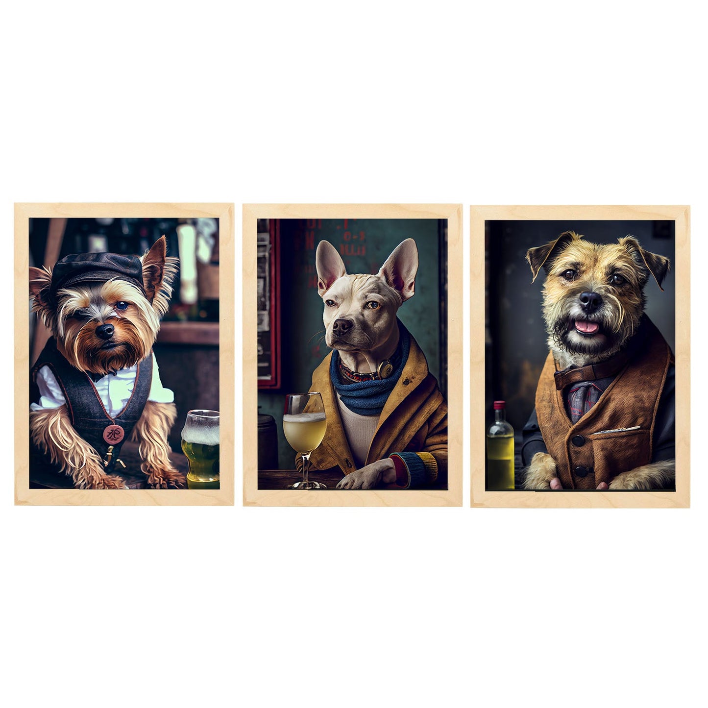 Fun Realistic Illustrations of Animals in human clothing Interior Design and Decoration Set Collection 5-Artwork-Nacnic-A4-Marco Madera clara-Nacnic Estudio SL