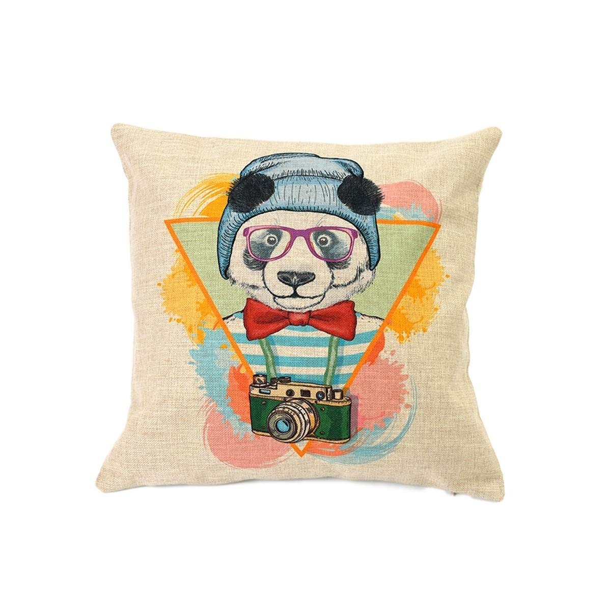Funda de cojin de algodón y lino Oso fotógrafo Muy resitente y de diseño Original-Nacnic-Nacnic Estudio SL