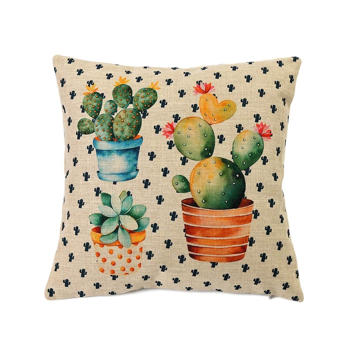 Funda de cojin de algodón y lino Trio de Cactus Muy resitente y de diseño Original-Nacnic-Nacnic Estudio SL