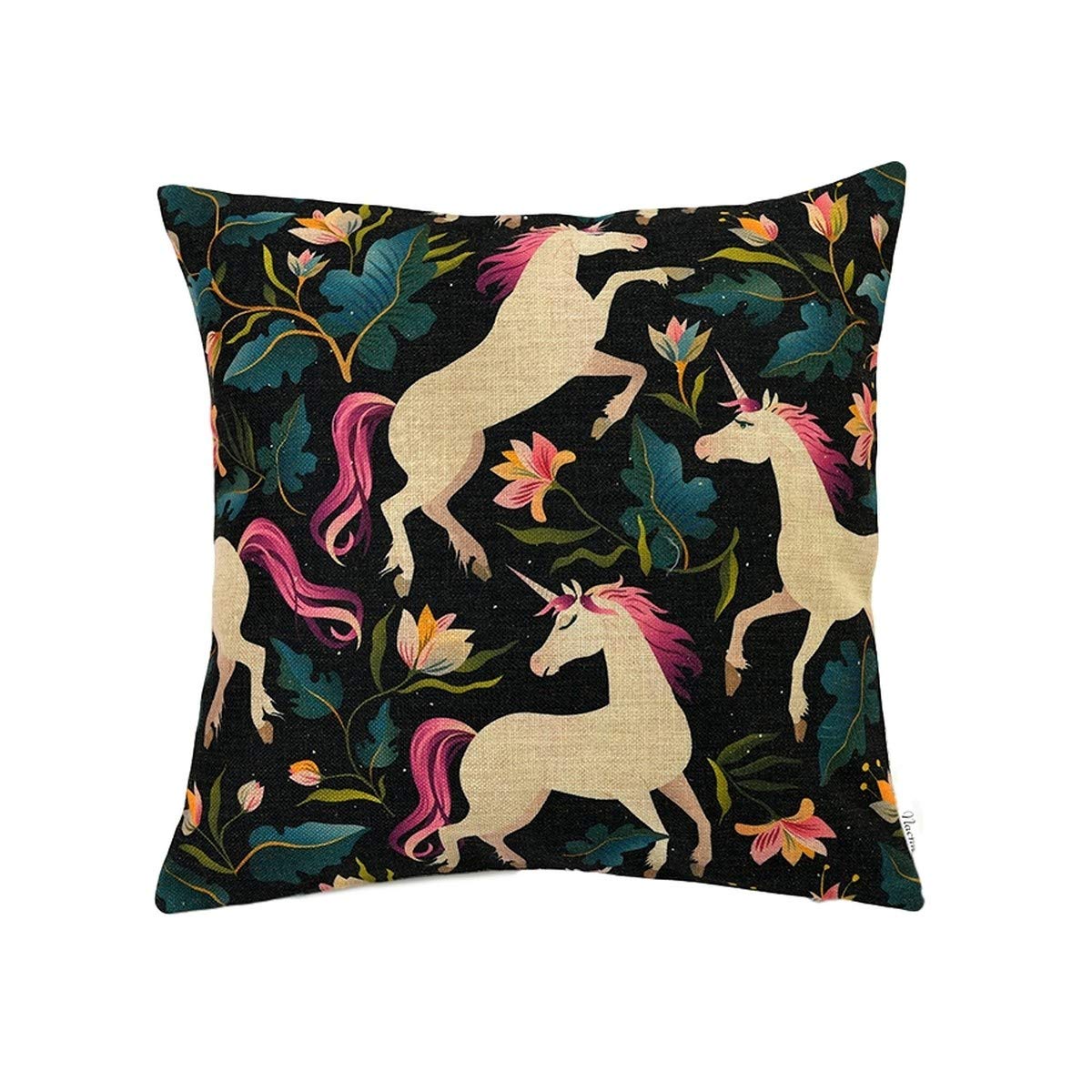 Funda de cojin de algodón y lino Unicornios en la Noche Muy resitente y de diseño Original-Nacnic-Nacnic Estudio SL