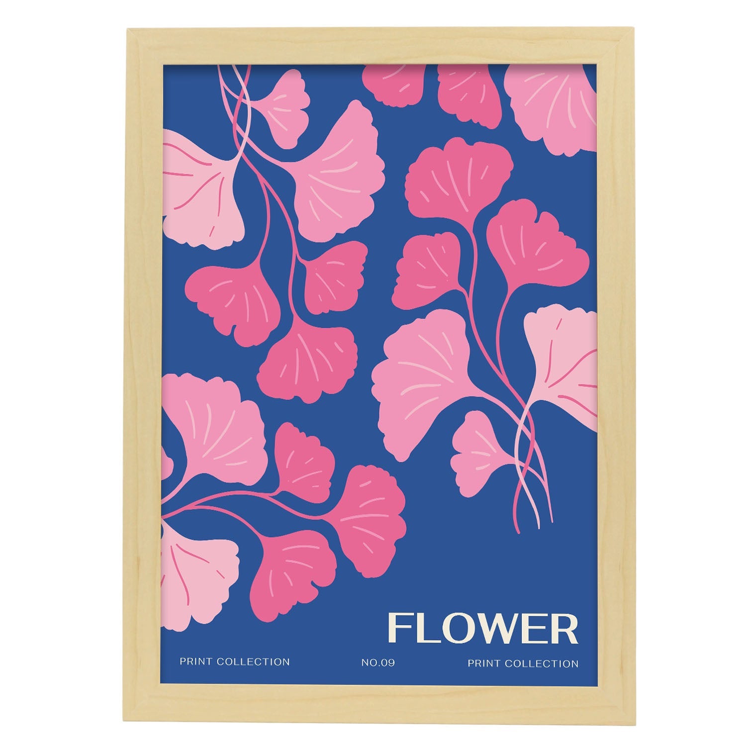 Gingko Leaves-Artwork-Nacnic-A3-Marco Madera clara-Nacnic Estudio SL