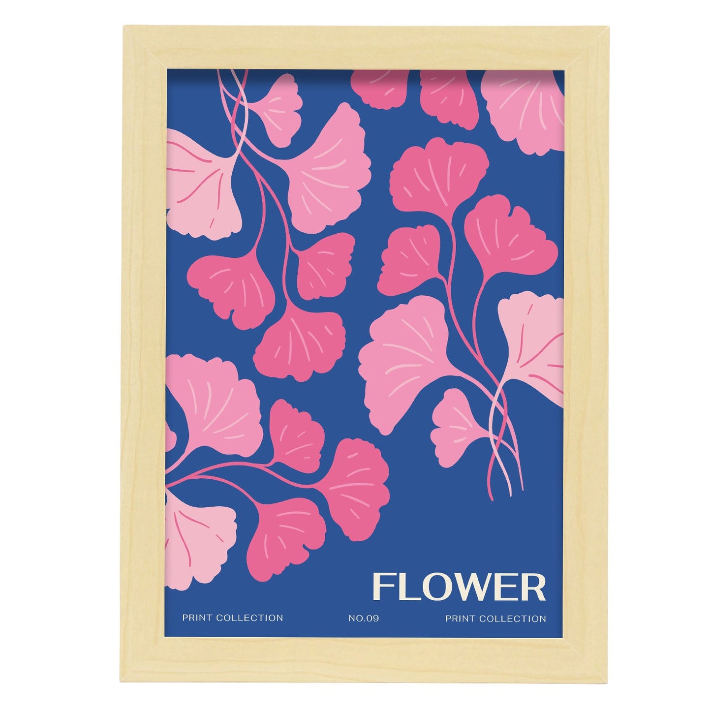 Gingko Leaves-Artwork-Nacnic-A4-Marco Madera clara-Nacnic Estudio SL