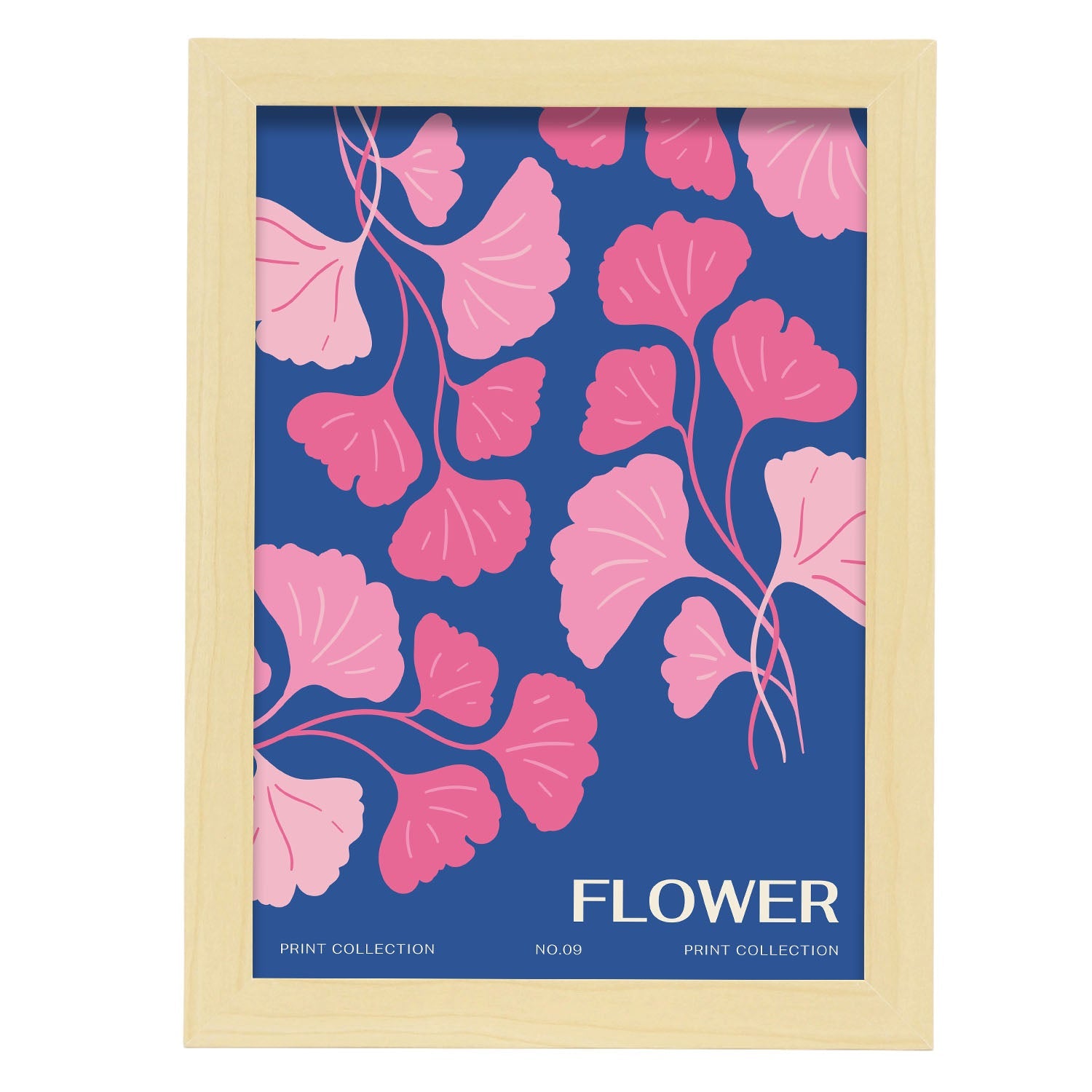 Gingko Leaves-Artwork-Nacnic-A4-Marco Madera clara-Nacnic Estudio SL