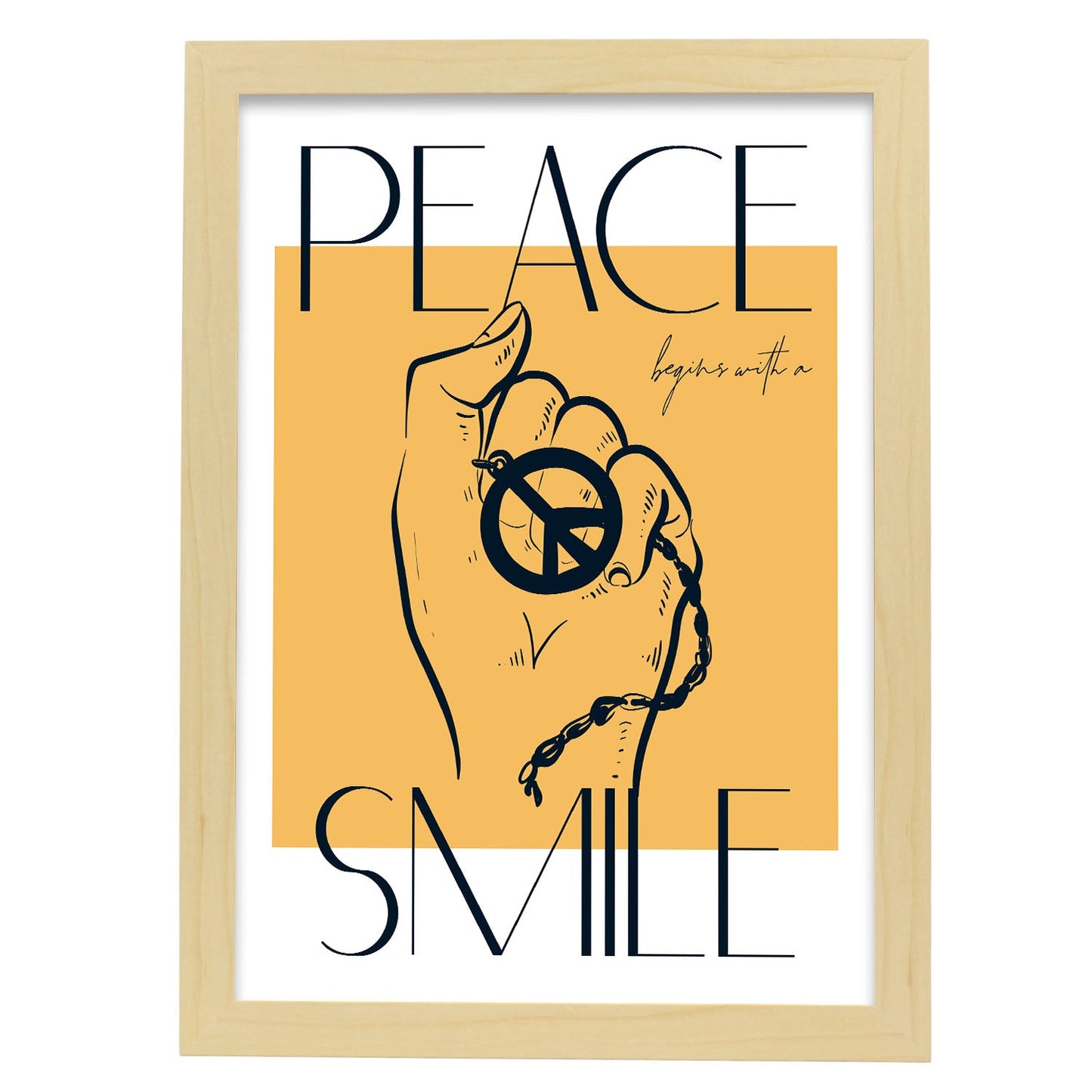 Grab peace-Artwork-Nacnic-A3-Marco Madera clara-Nacnic Estudio SL