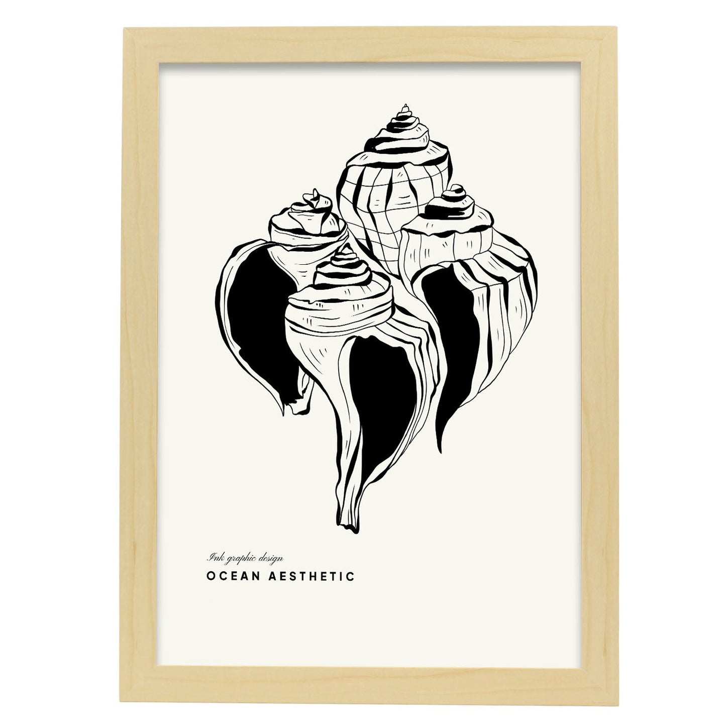 Group of Crown conch-Artwork-Nacnic-A3-Marco Madera clara-Nacnic Estudio SL