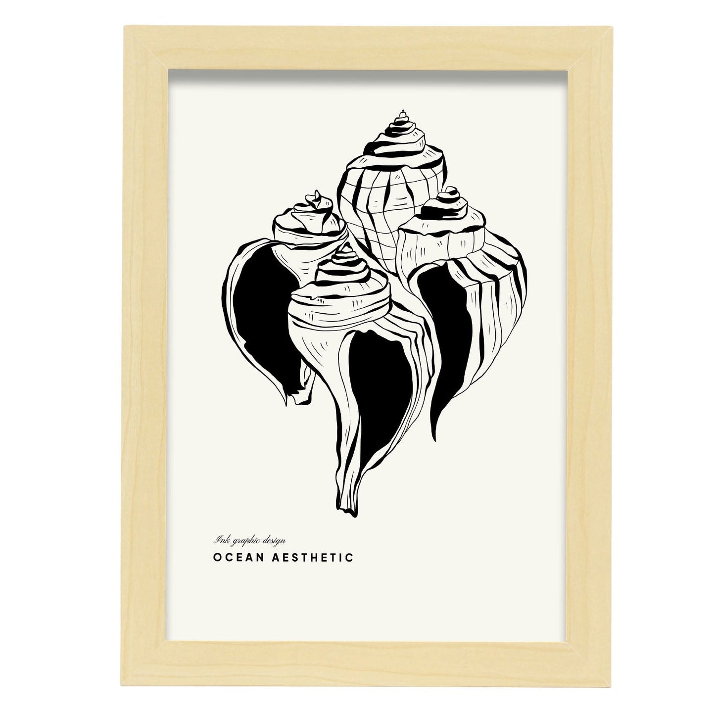 Group of Crown conch-Artwork-Nacnic-A4-Marco Madera clara-Nacnic Estudio SL