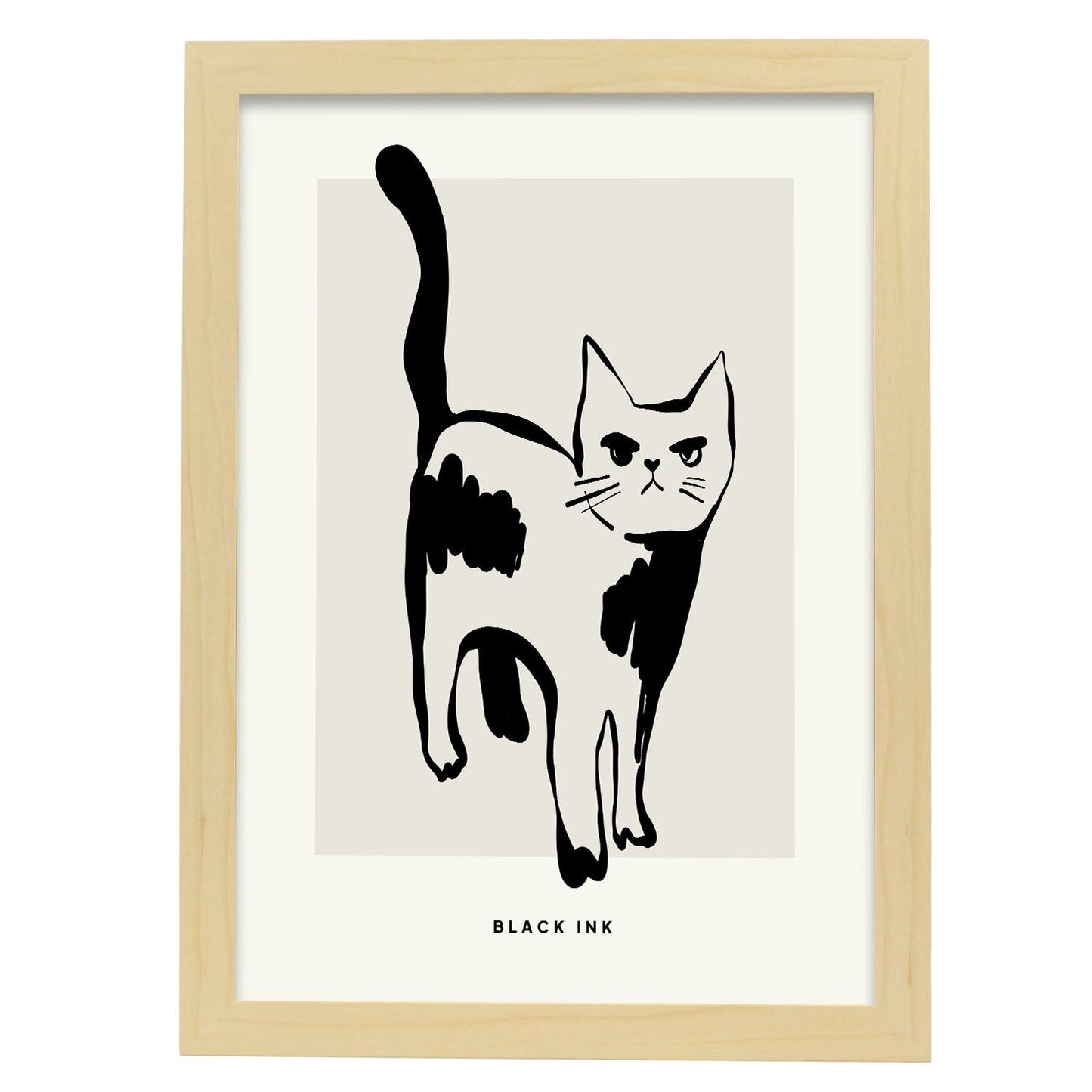 Grumpy cat-Artwork-Nacnic-A3-Marco Madera clara-Nacnic Estudio SL