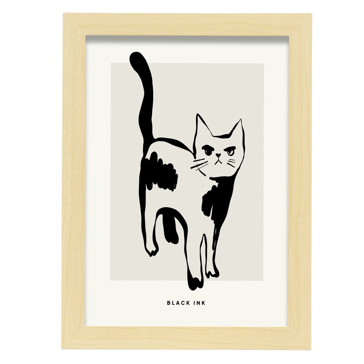 Grumpy cat-Artwork-Nacnic-A4-Marco Madera clara-Nacnic Estudio SL