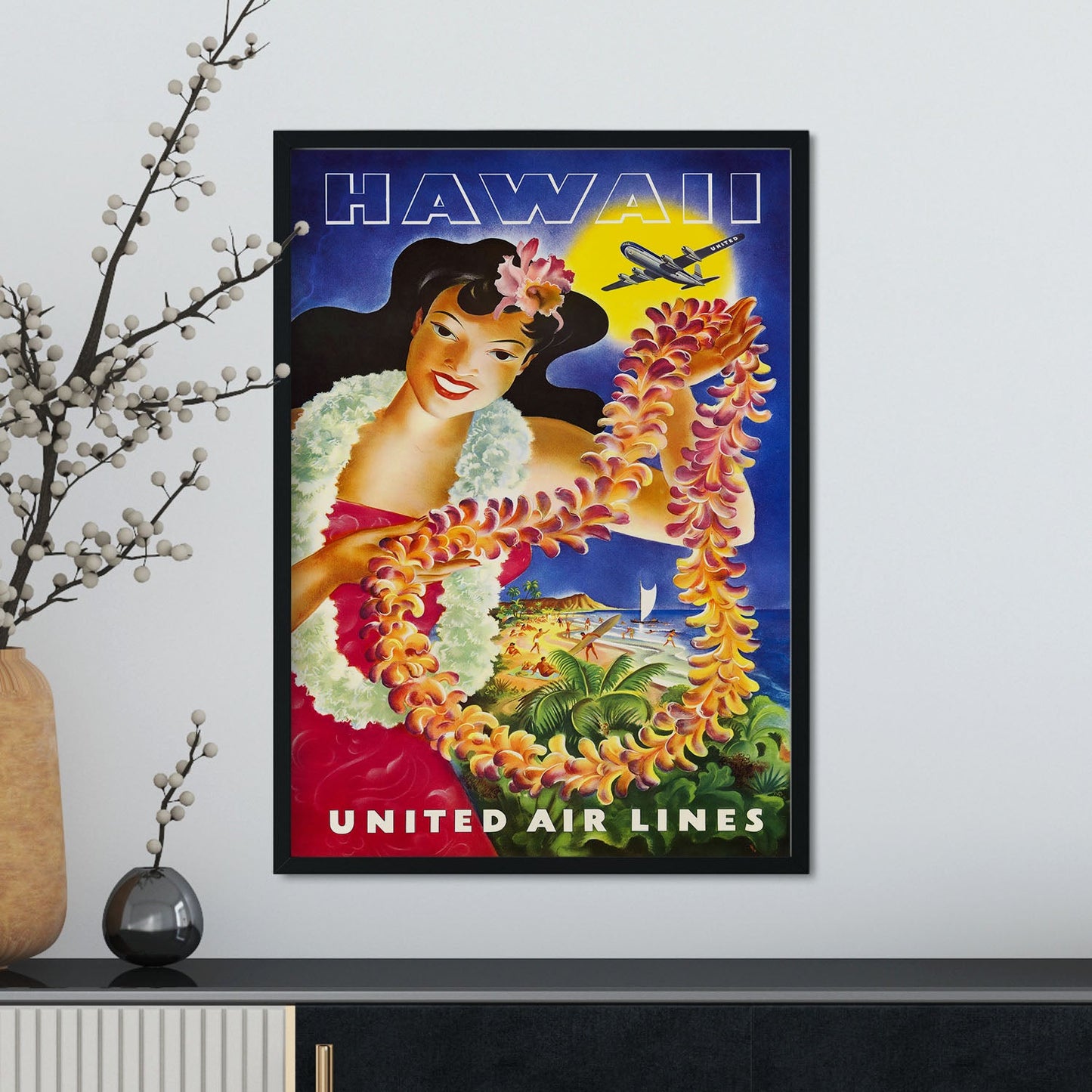 Hawaii_United_Air_Lines_Hawaiian_Girl_with_Leis-Artwork-Nacnic-Nacnic Estudio SL