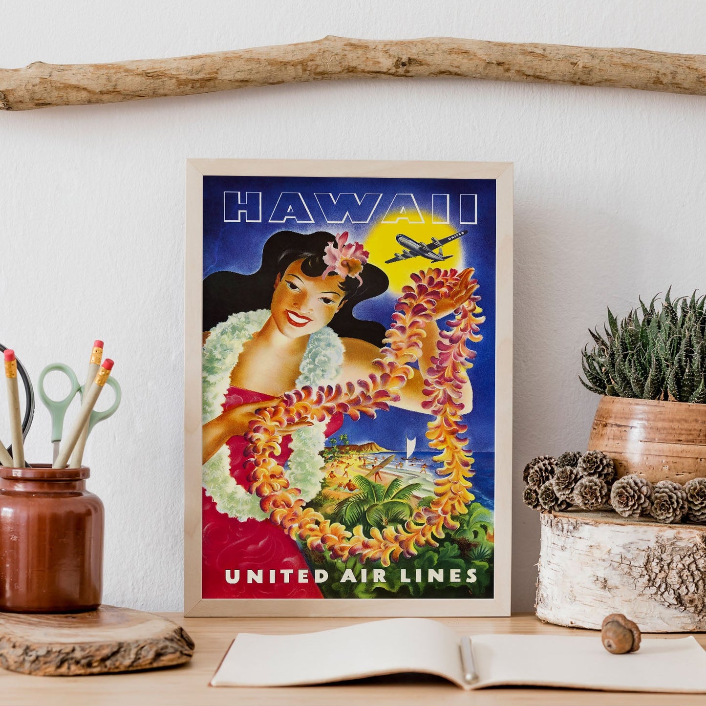 Hawaii_United_Air_Lines_Hawaiian_Girl_with_Leis-Artwork-Nacnic-Nacnic Estudio SL