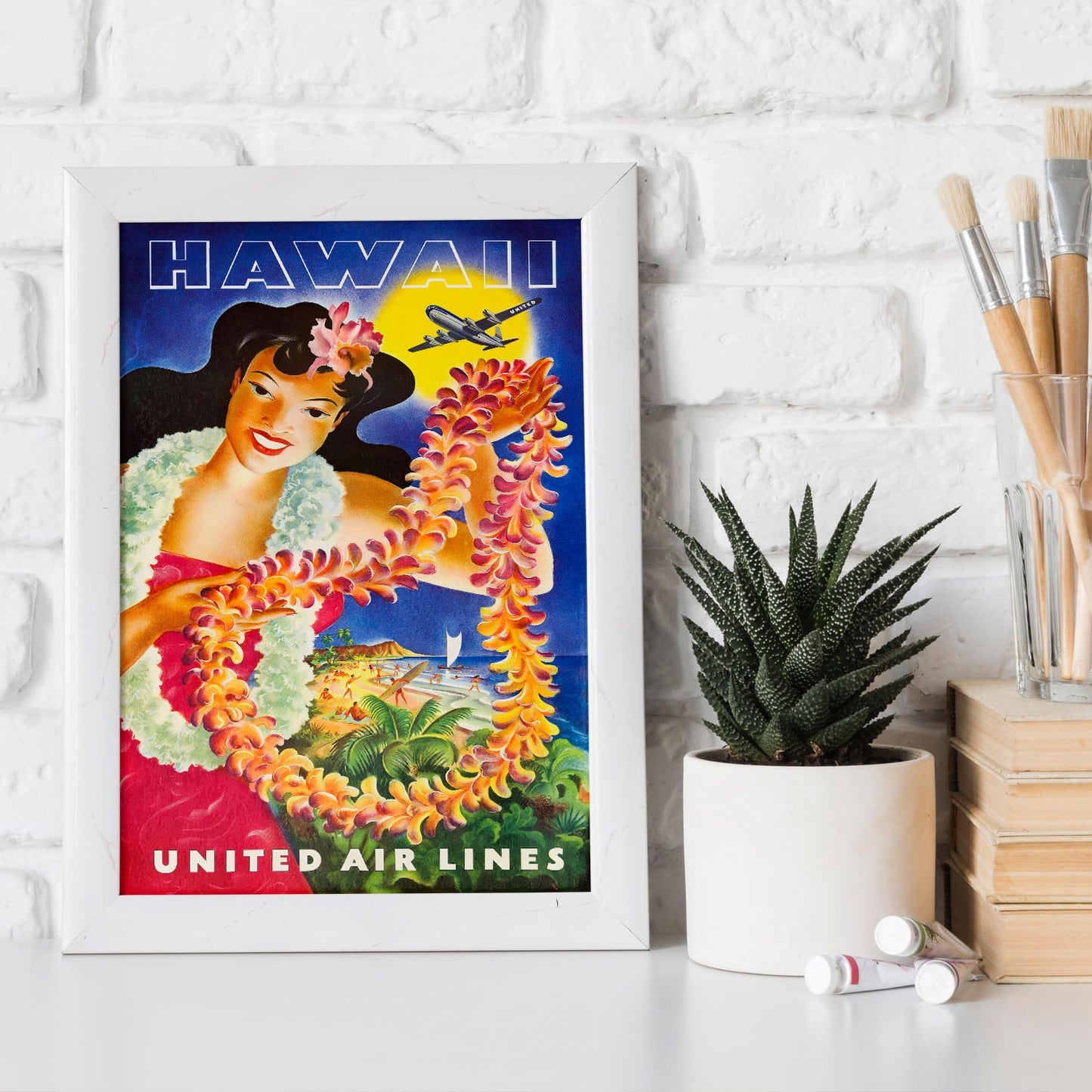 Hawaii_United_Air_Lines_Hawaiian_Girl_with_Leis-Artwork-Nacnic-Nacnic Estudio SL