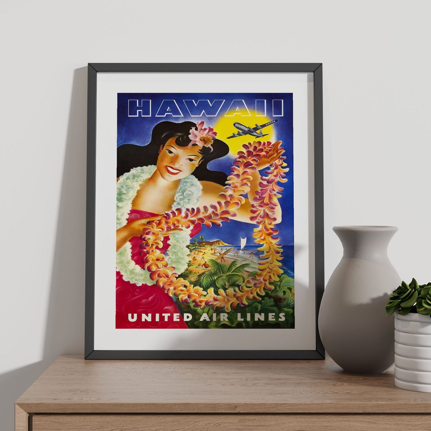 Hawaii_United_Air_Lines_Hawaiian_Girl_with_Leis-Artwork-Nacnic-Nacnic Estudio SL