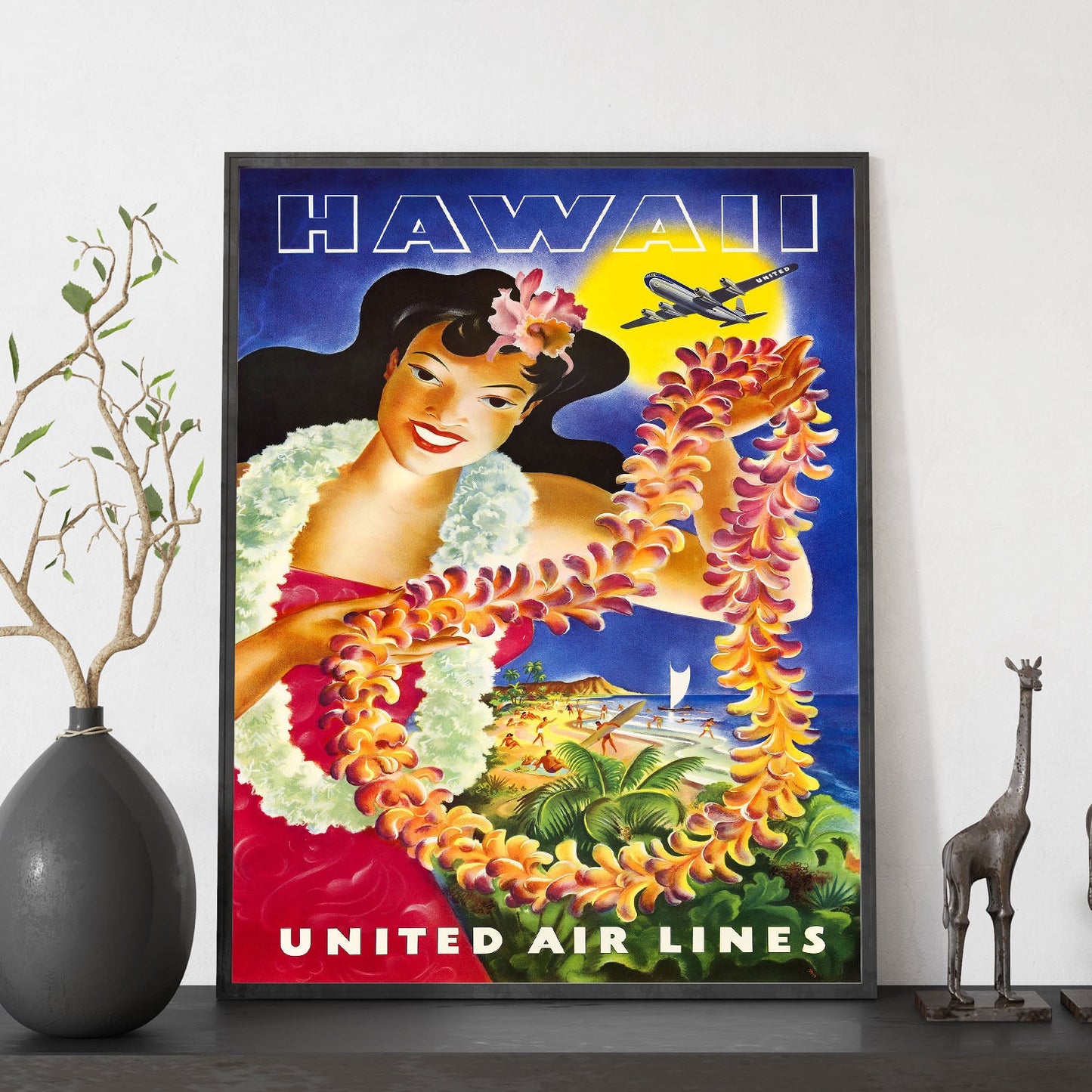 Hawaii_United_Air_Lines_Hawaiian_Girl_with_Leis-Artwork-Nacnic-Nacnic Estudio SL