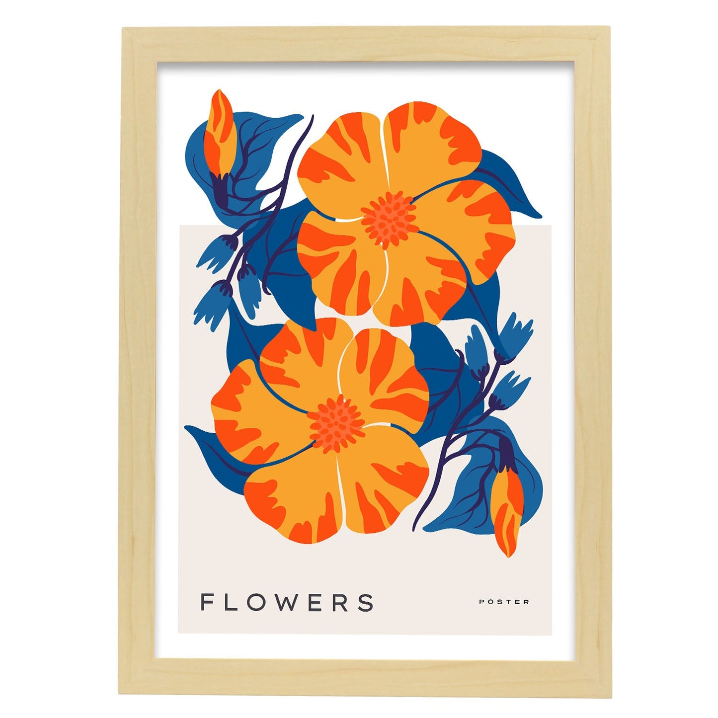 Hibiscus-Artwork-Nacnic-A3-Marco Madera clara-Nacnic Estudio SL