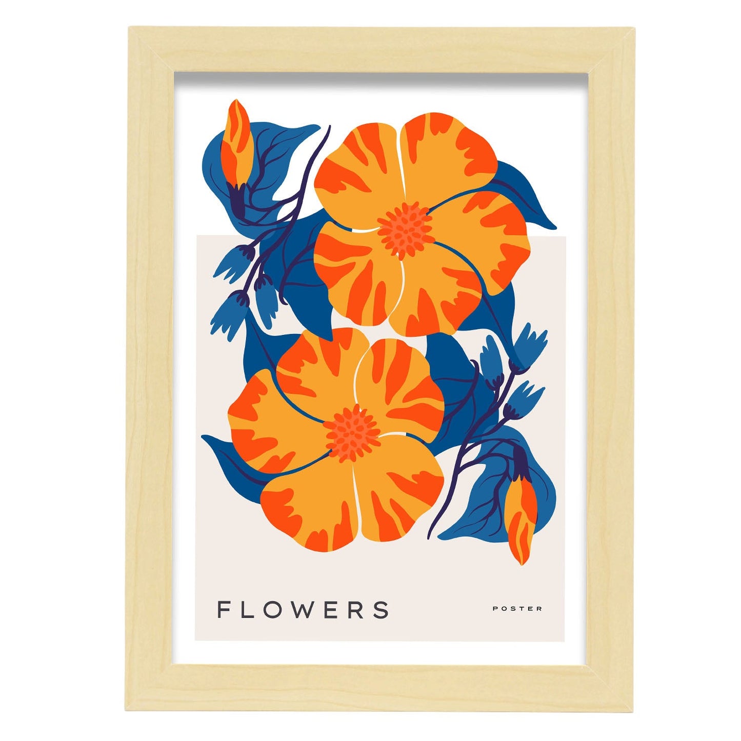 Hibiscus-Artwork-Nacnic-A4-Marco Madera clara-Nacnic Estudio SL