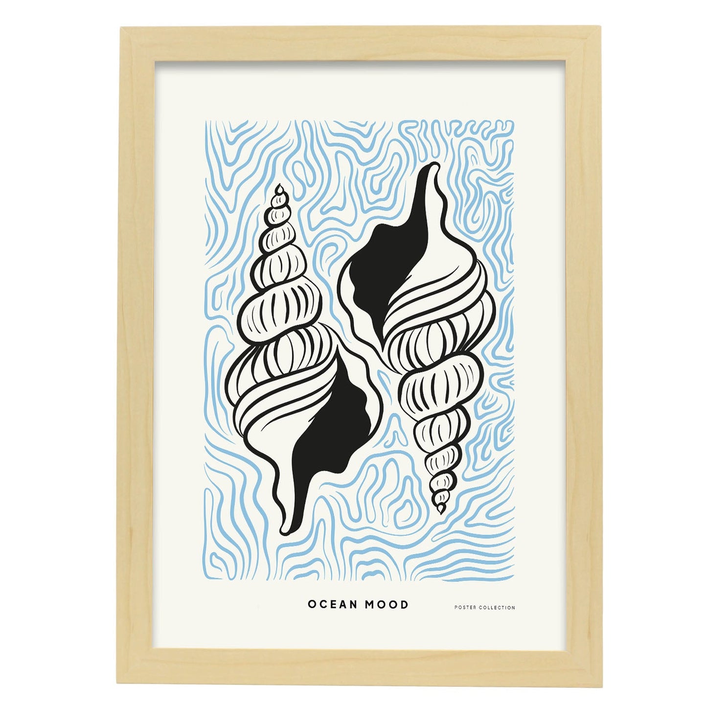 Horse Conch Shell-Artwork-Nacnic-A3-Marco Madera clara-Nacnic Estudio SL