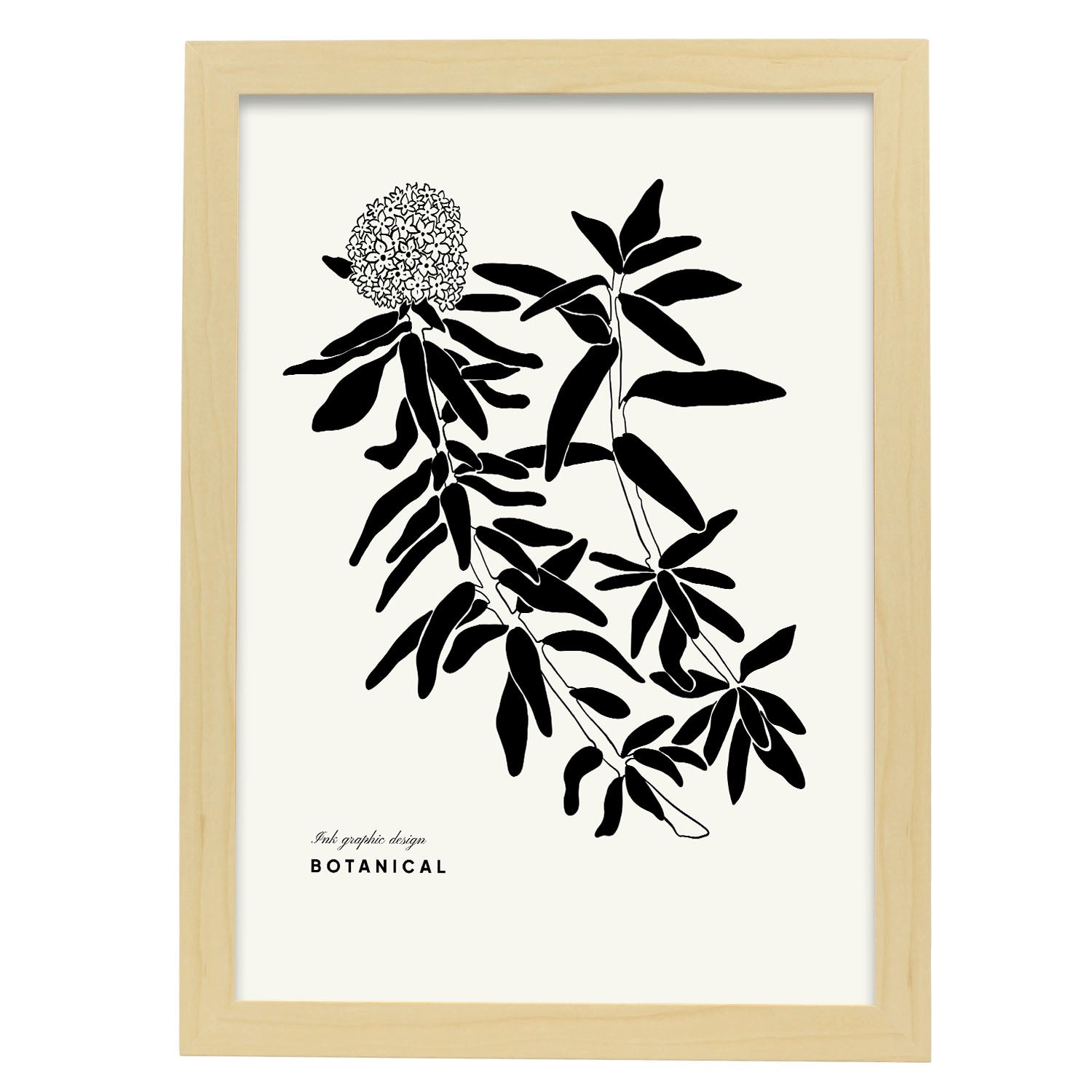 Hydrangea-Artwork-Nacnic-A3-Marco Madera clara-Nacnic Estudio SL