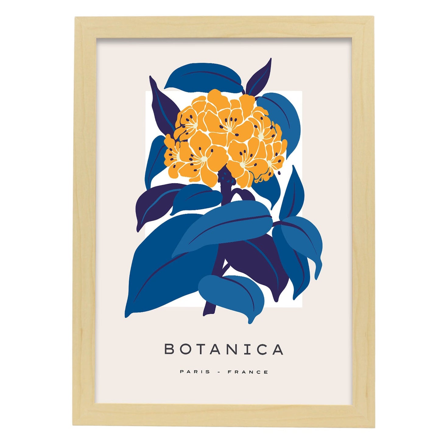 Hydrangea-Artwork-Nacnic-A3-Marco Madera clara-Nacnic Estudio SL