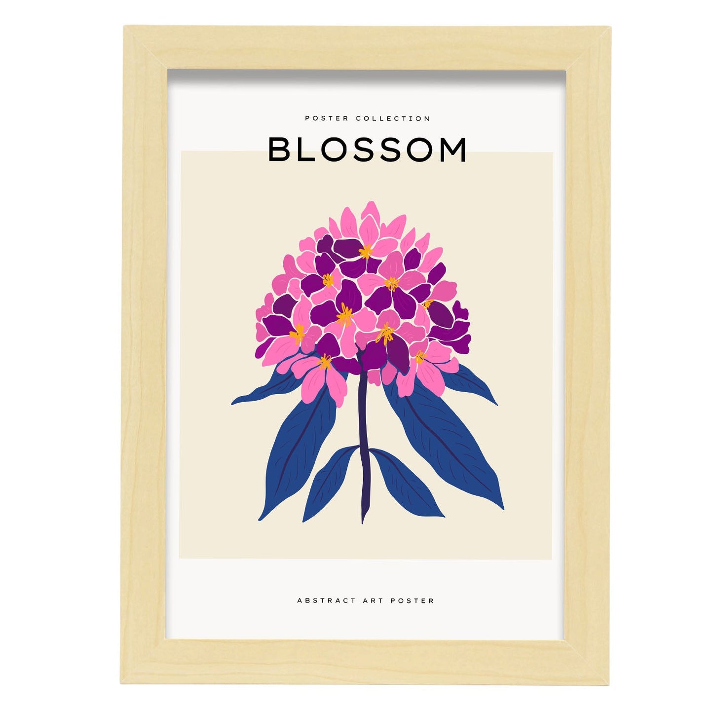 Hydrangea-Artwork-Nacnic-A4-Marco Madera clara-Nacnic Estudio SL