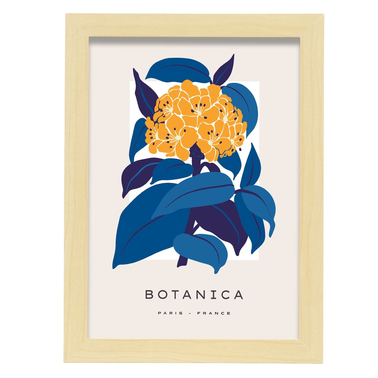 Hydrangea-Artwork-Nacnic-A4-Marco Madera clara-Nacnic Estudio SL