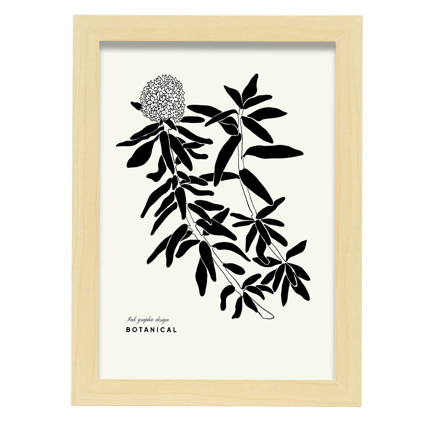 Hydrangea-Artwork-Nacnic-A4-Marco Madera clara-Nacnic Estudio SL