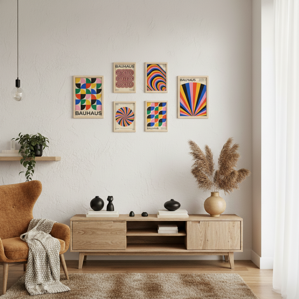 Geometrico Bauhaus colores y formas vibrantes