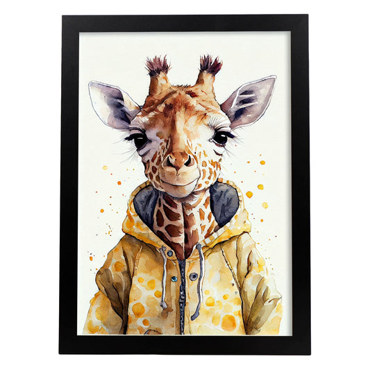 Jirafa nacnic baby sobre fondo blanco sonriendo con 1. estampados de arte estético de pared para el diseño de dormitorio o sala de estar.-Artwork-Nacnic-A4-Sin marco-Nacnic Estudio SL