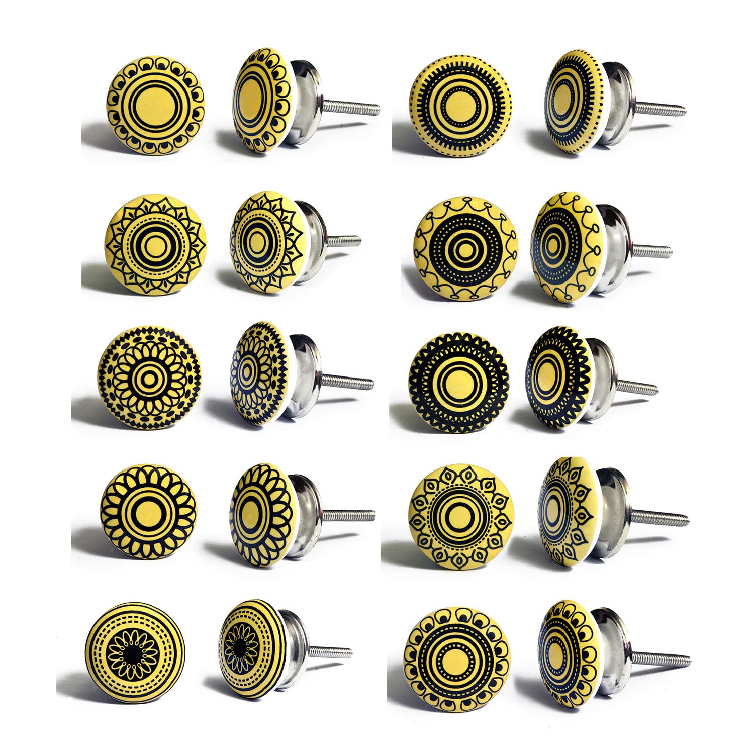 Set de 8 pomos tiradores de cerámica  Diseño craquelado color blanco –  Nacnic Estudio SL