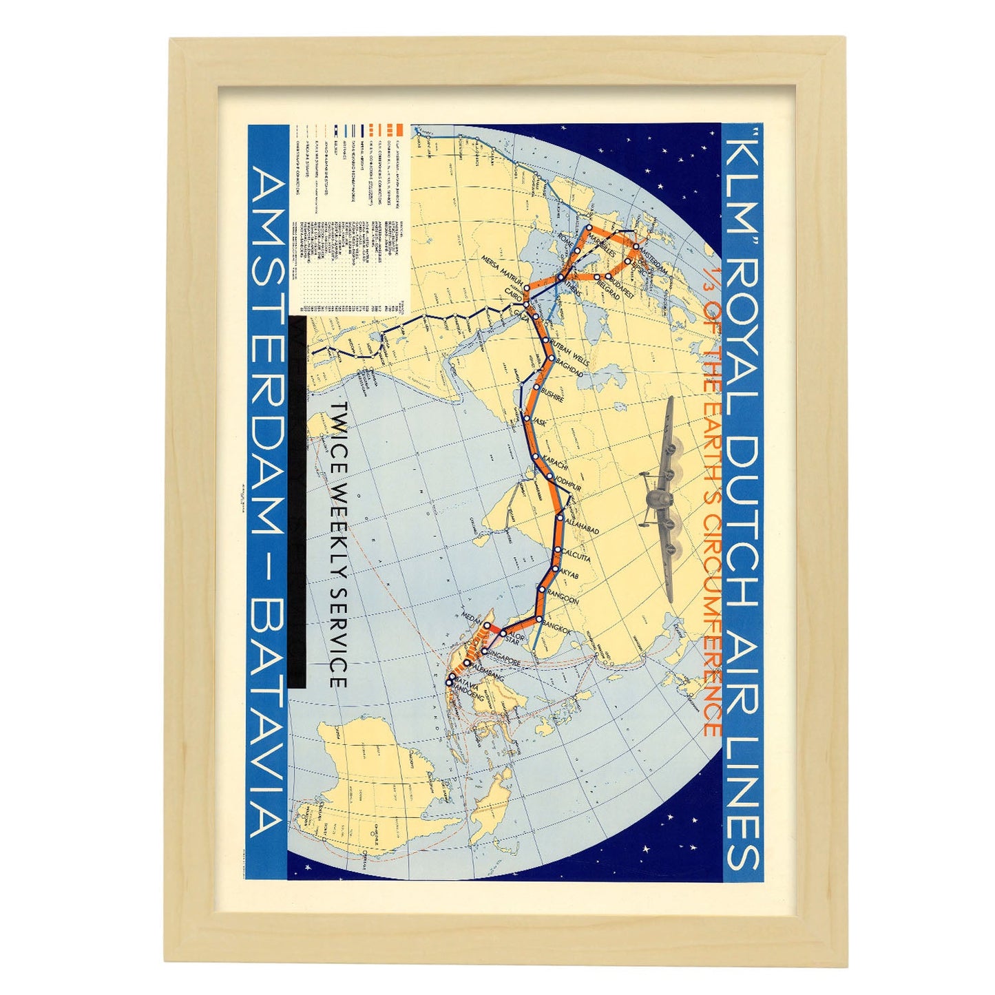 KLM-vintage-airline-poster-Artwork-Nacnic-A3-Marco Madera clara-Nacnic Estudio SL