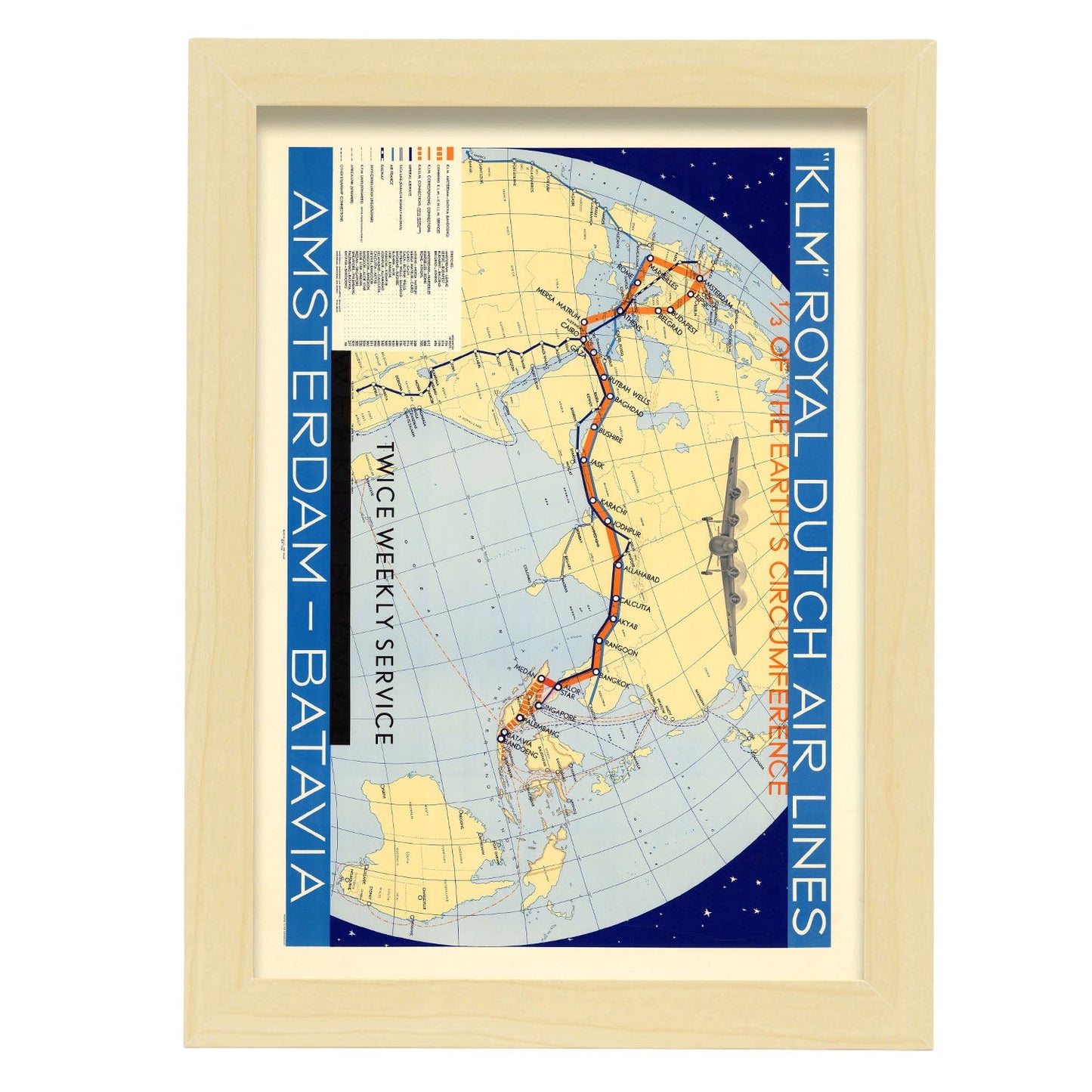 KLM-vintage-airline-poster-Artwork-Nacnic-A4-Marco Madera clara-Nacnic Estudio SL