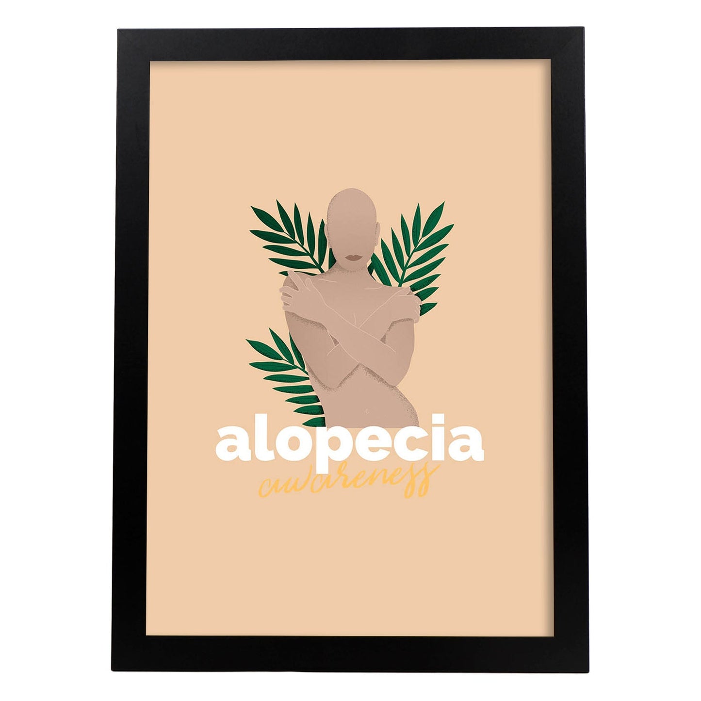 Lámina Alopecia. Pósters con ilustraciones sobre el amor propio y la aceptación.-Artwork-Nacnic-A3-Marco Negro-Nacnic Estudio SL