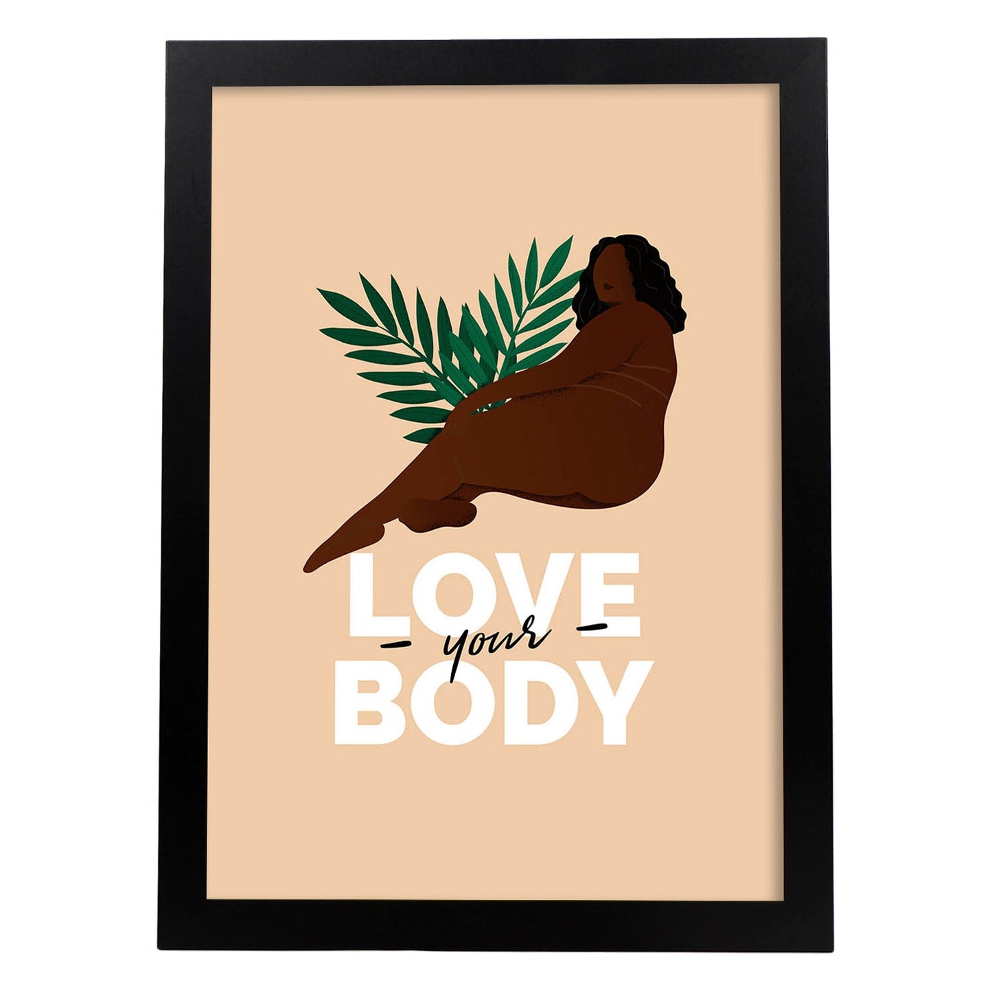 Lámina Ama tu cuerpo. Pósters con ilustraciones sobre el amor propio y la aceptación.-Artwork-Nacnic-A3-Marco Negro-Nacnic Estudio SL