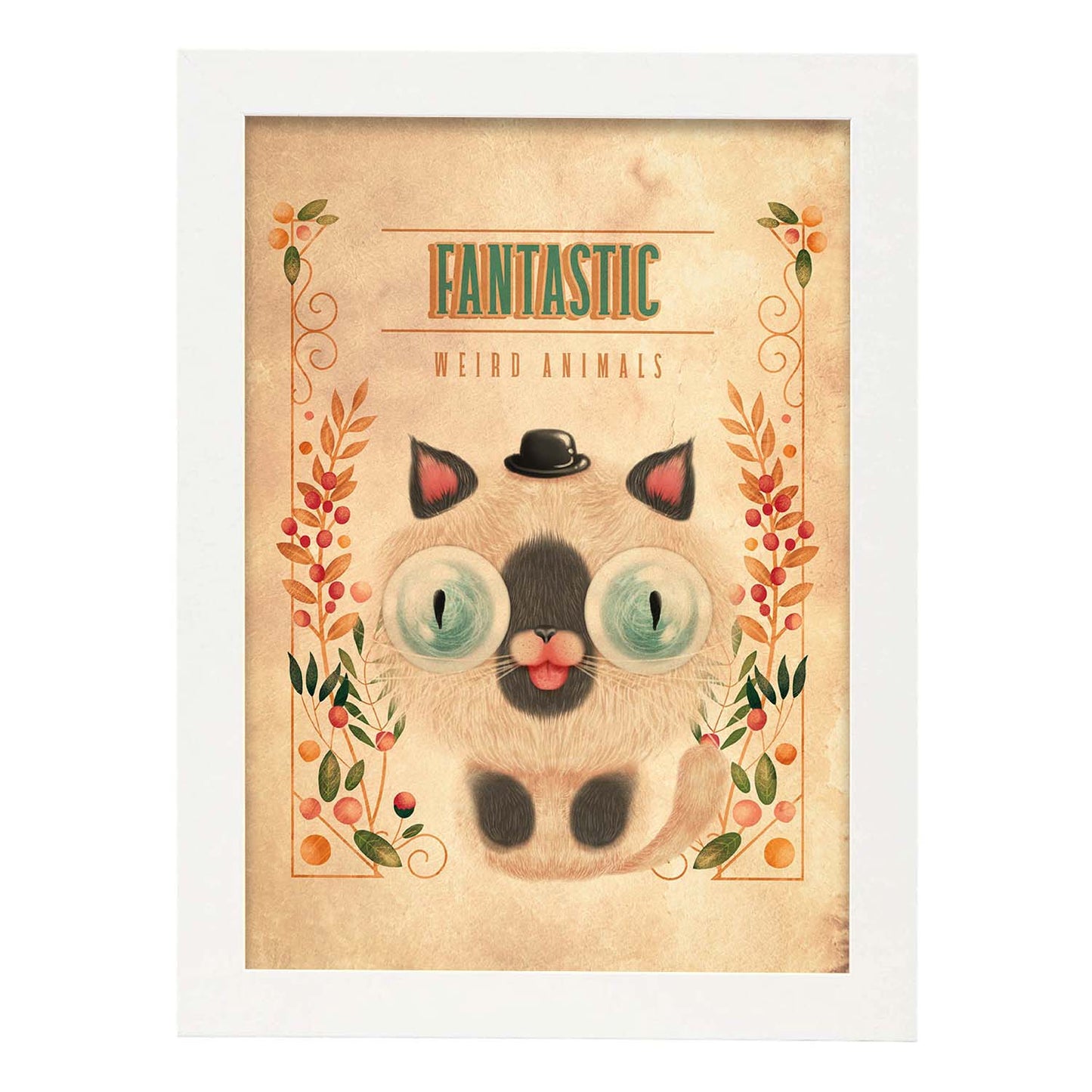 Lámina Animales fantásticos. Pósters con divertidos animales domésticos.-Artwork-Nacnic-A3-Marco Blanco-Nacnic Estudio SL