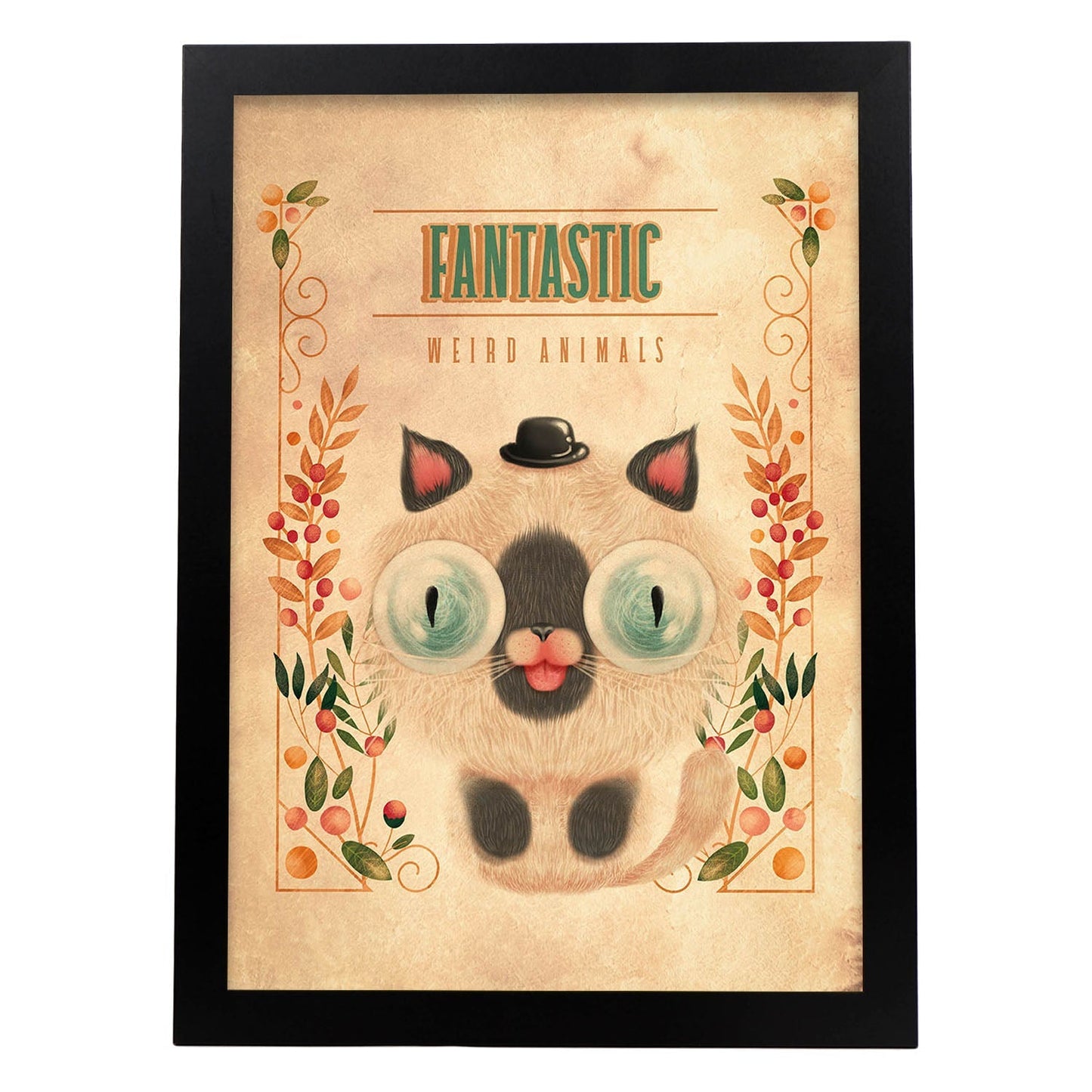 Lámina Animales fantásticos. Pósters con divertidos animales domésticos.-Artwork-Nacnic-A3-Marco Negro-Nacnic Estudio SL