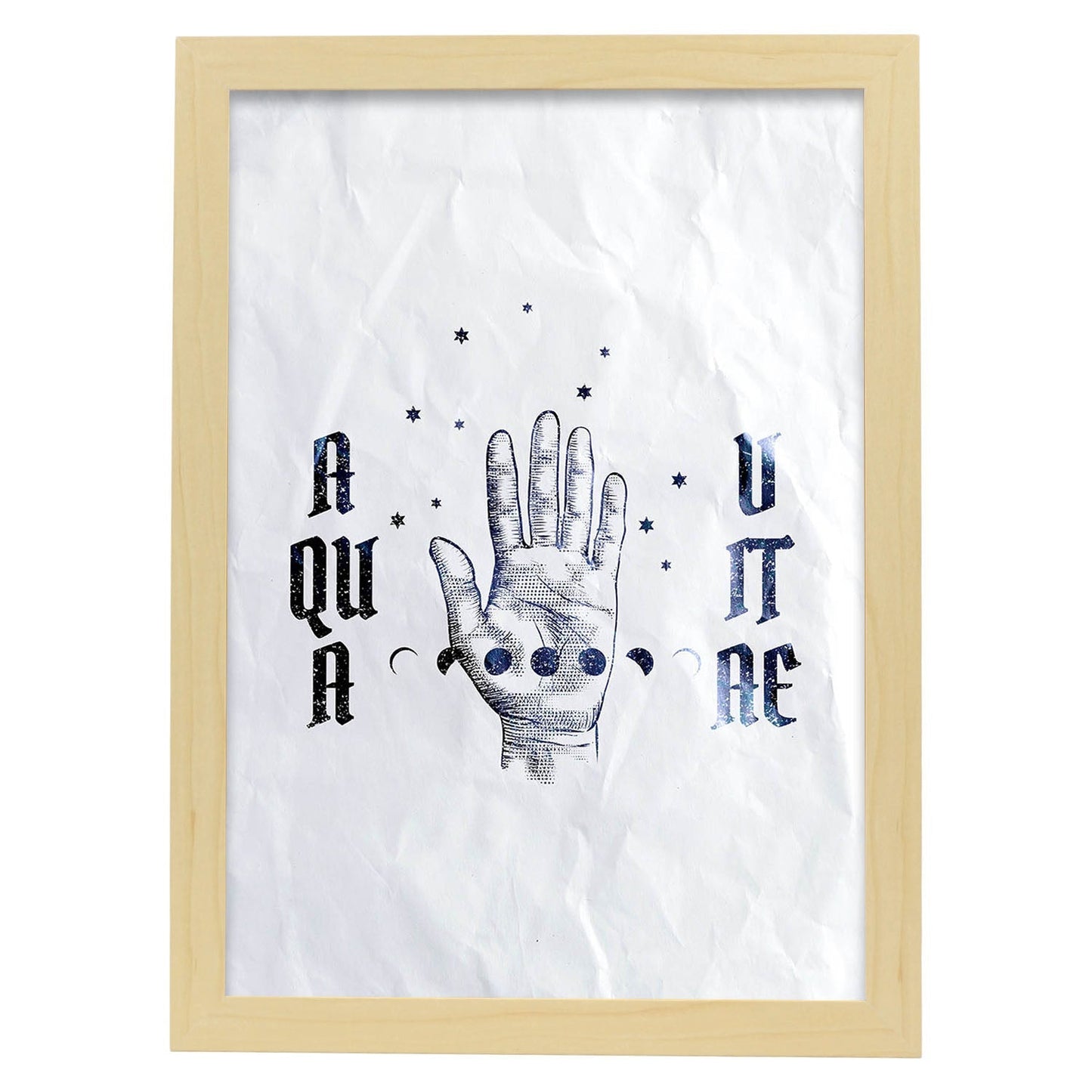 Lámina Aqua Vitae. Pósters con ilustraciones de magia y el mundo de lo oculto.-Artwork-Nacnic-A4-Marco Madera clara-Nacnic Estudio SL