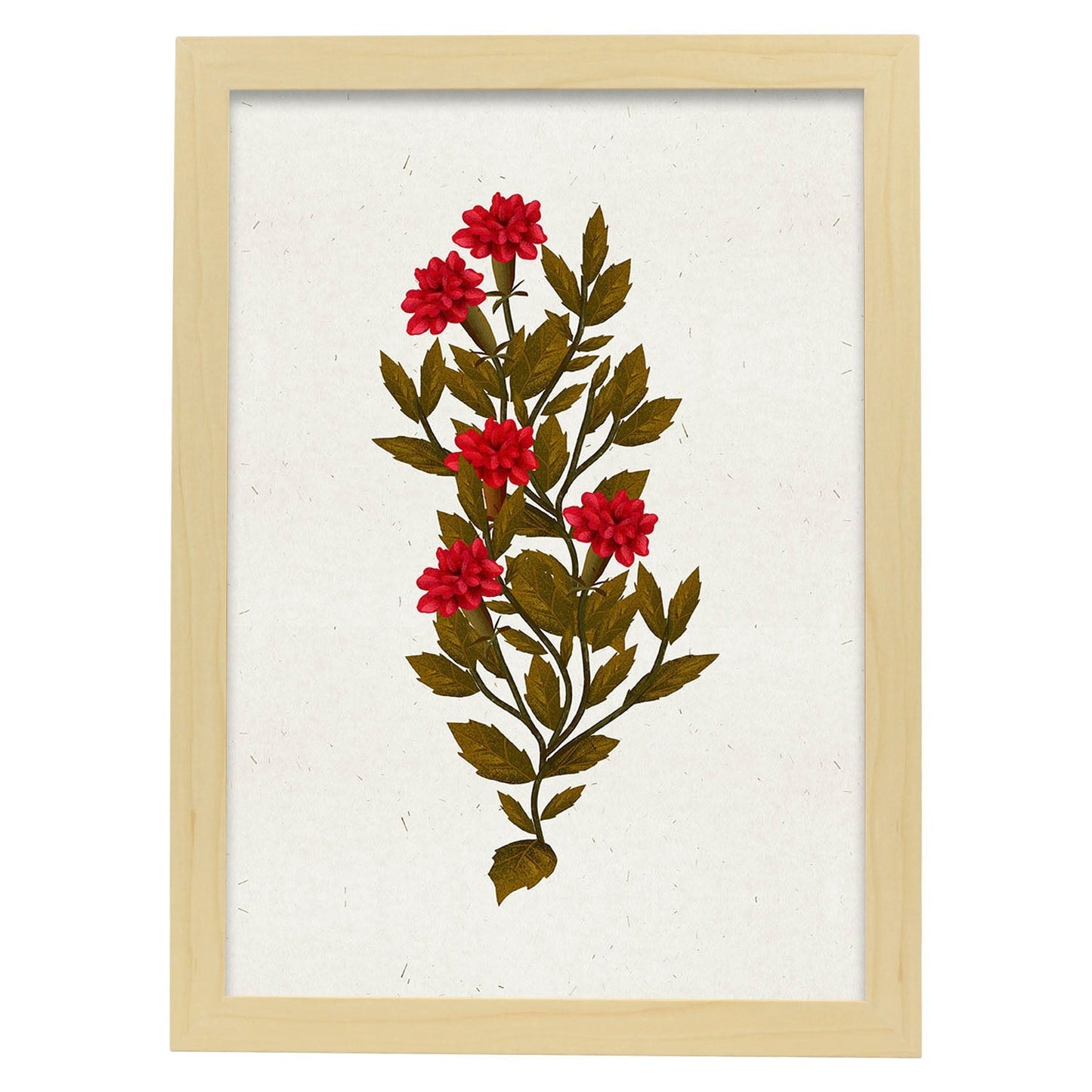 Lámina Arbusto 10. Pósters de plantas,flores y arbustos en estilo Vintage.-Artwork-Nacnic-A4-Marco Madera clara-Nacnic Estudio SL