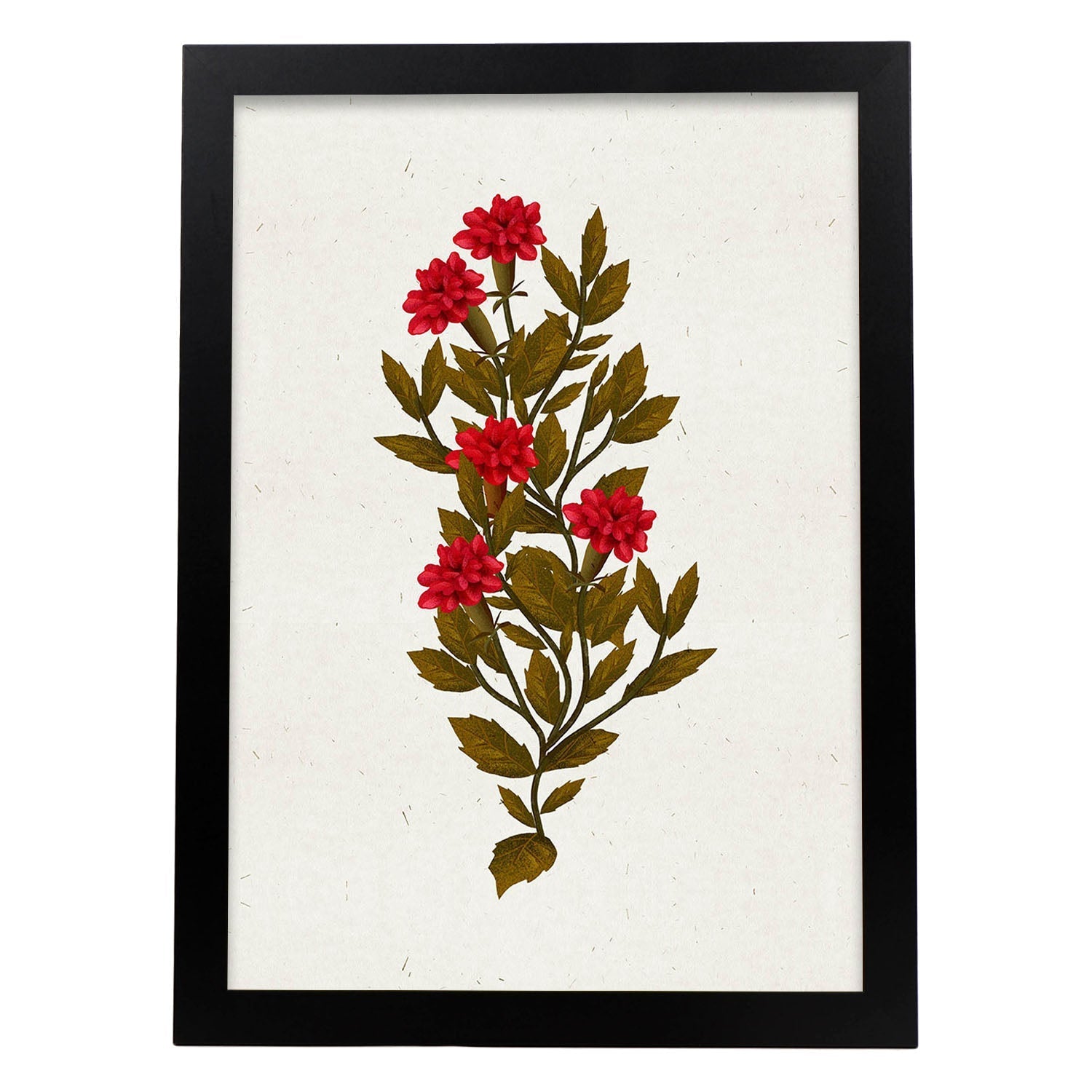 Lámina Arbusto 10. Pósters de plantas,flores y arbustos en estilo Vintage.-Artwork-Nacnic-A4-Marco Negro-Nacnic Estudio SL