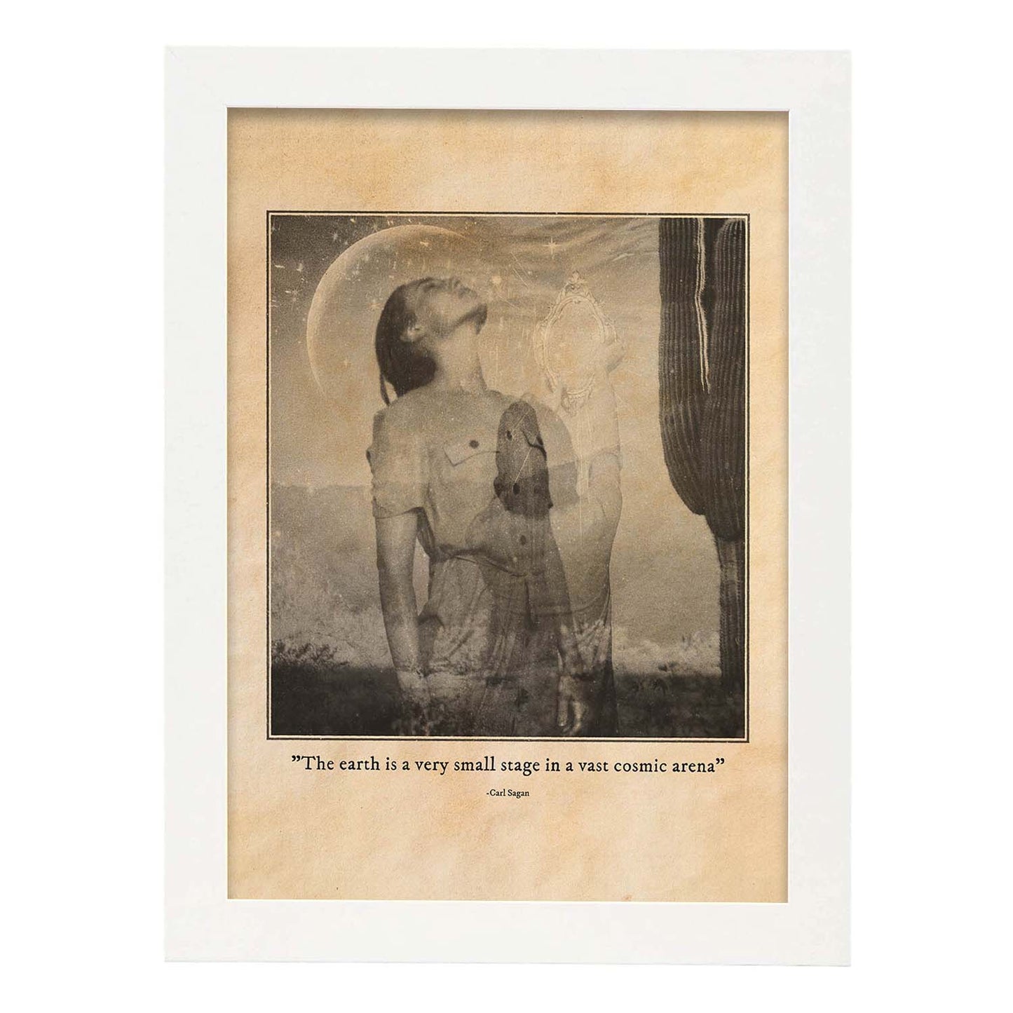 Lámina Arena cósmica. Pósters con ilustraciones de mujeres místicas y espiritualidad en estilo vintage.-Artwork-Nacnic-A4-Marco Blanco-Nacnic Estudio SL