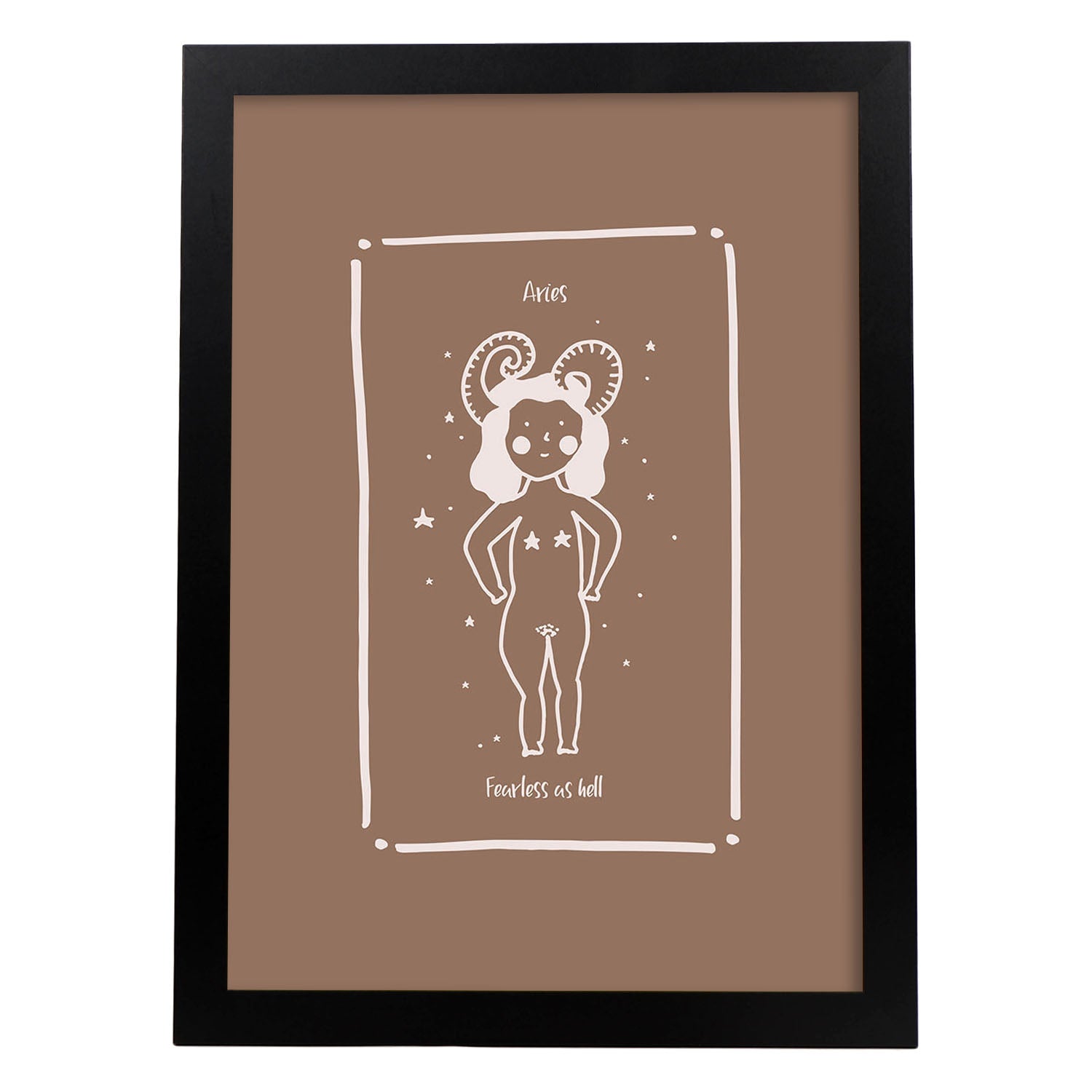 Lámina Aries. Pósters con ilustraciones femeninas de los signos del zodíaco.-Artwork-Nacnic-A3-Marco Negro-Nacnic Estudio SL