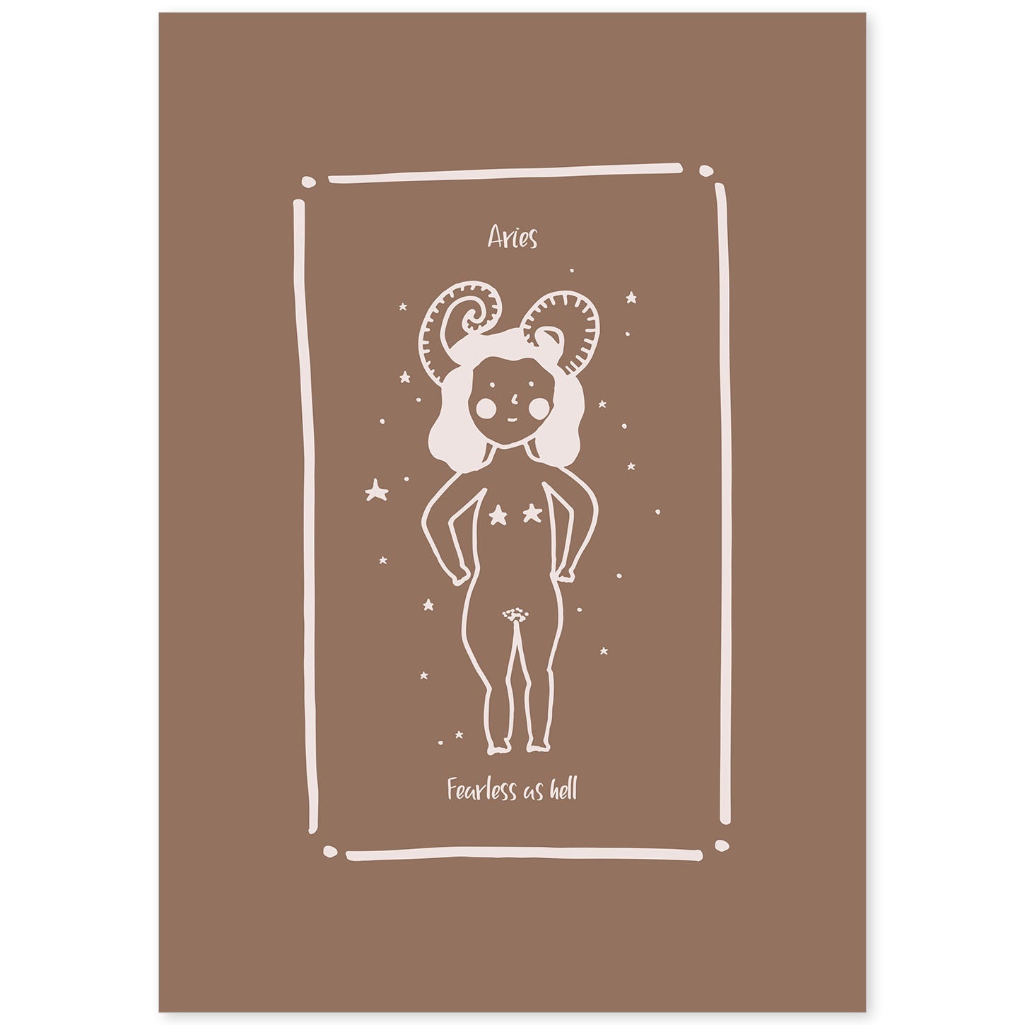 Lámina Aries. Pósters con ilustraciones femeninas de los signos del zodíaco.-Artwork-Nacnic-A4-Sin marco-Nacnic Estudio SL