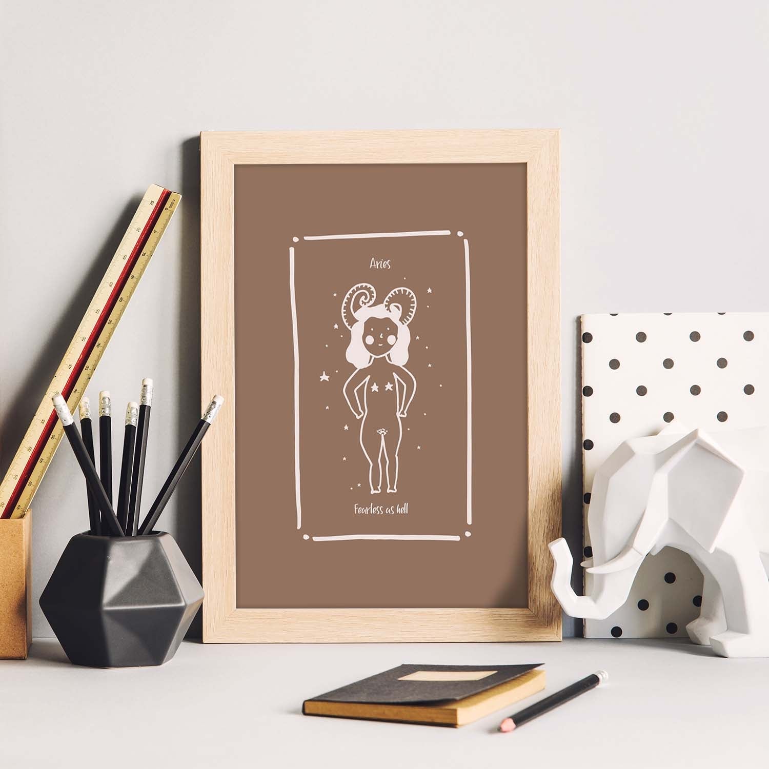 Lámina Aries. Pósters con ilustraciones femeninas de los signos del zodíaco.-Artwork-Nacnic-Nacnic Estudio SL