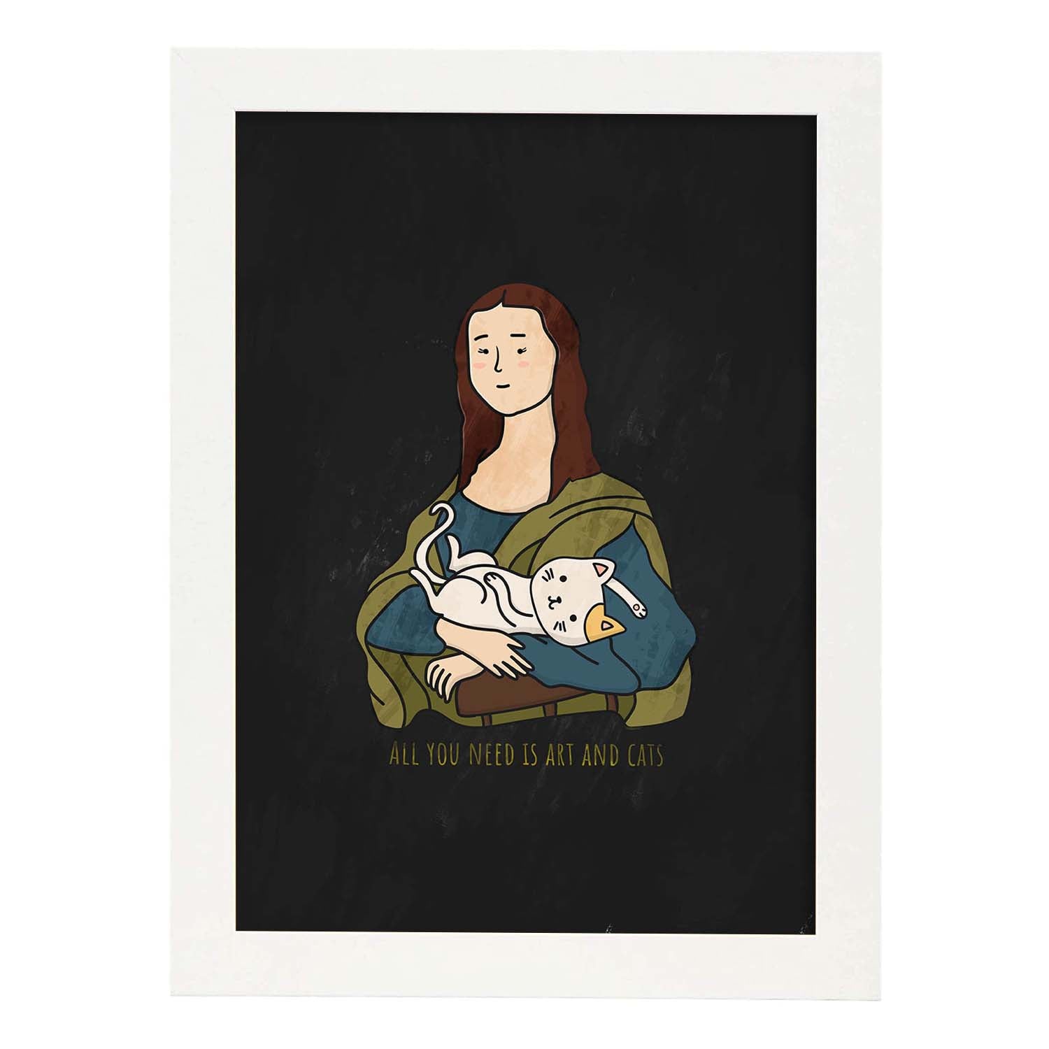 Lámina Arte y gatos. Pósters de gatos con divertidas referencias al mundo del arte.-Artwork-Nacnic-A3-Marco Blanco-Nacnic Estudio SL