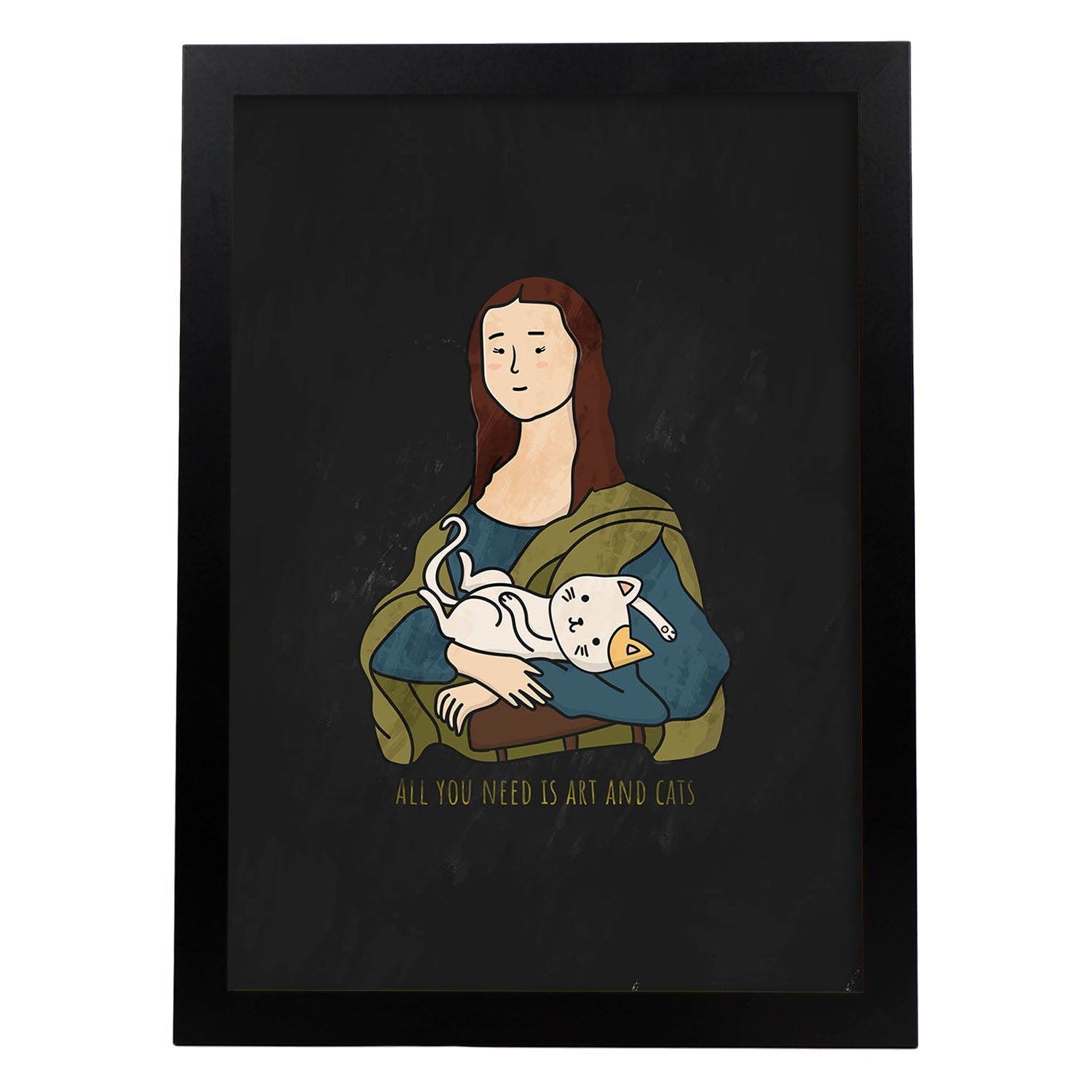 Lámina Arte y gatos. Pósters de gatos con divertidas referencias al mundo del arte.-Artwork-Nacnic-A4-Marco Negro-Nacnic Estudio SL