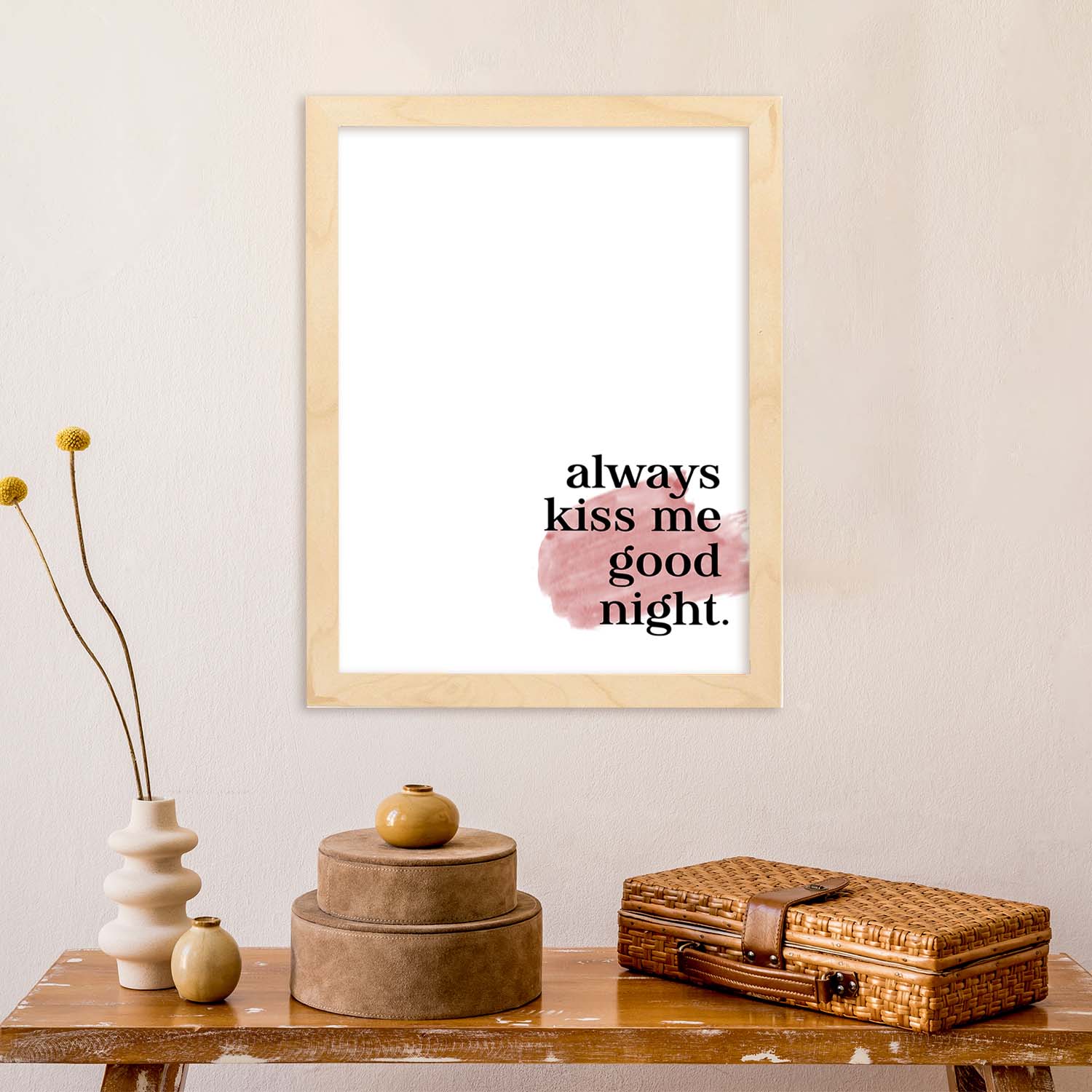 Lamina artistica decorativa con ilustración de always kiss me estilo Mensaje inspiracional-Artwork-Nacnic-Nacnic Estudio SL