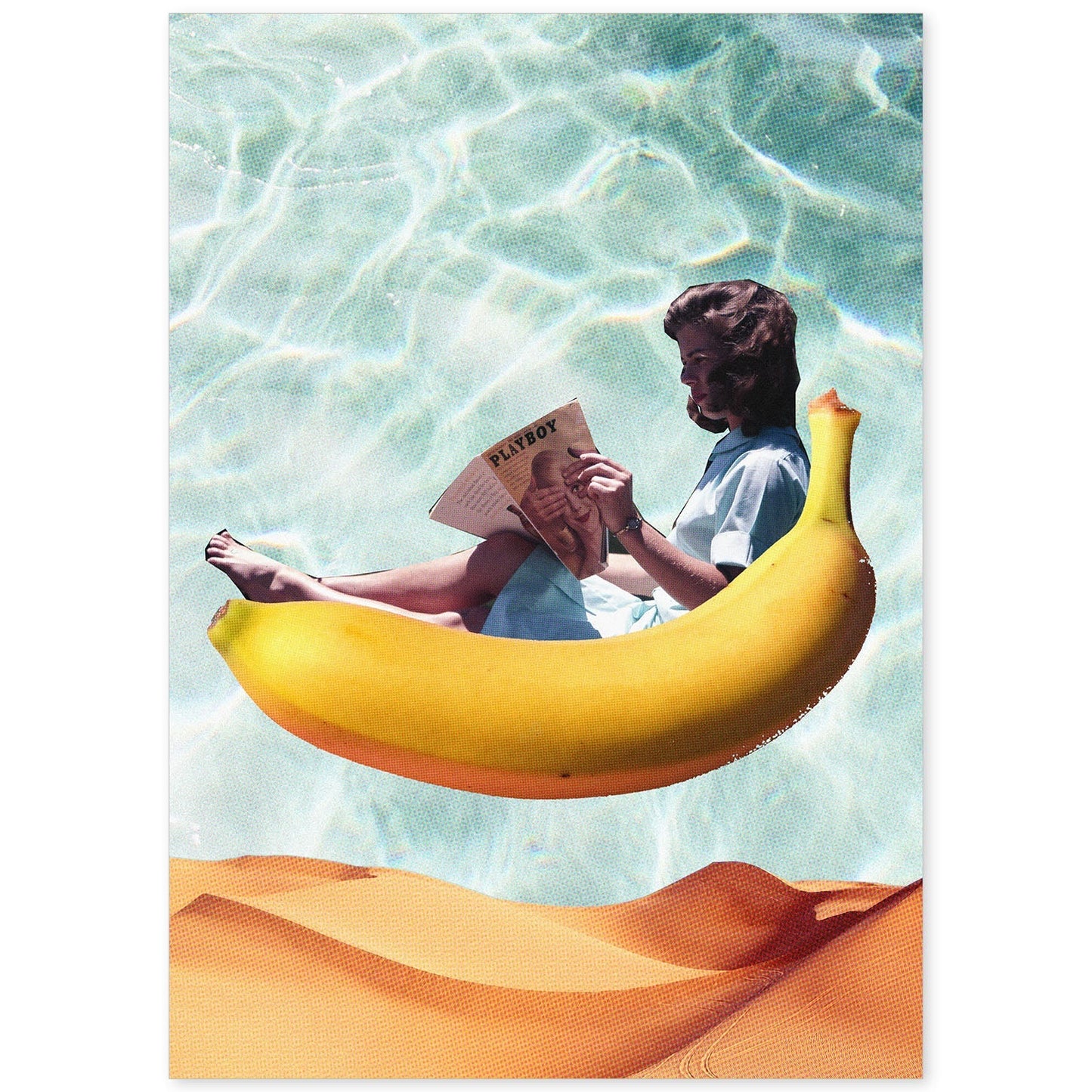 Lamina artistica decorativa con ilustración de Banana estilo Collage-Artwork-Nacnic-A4-Sin marco-Nacnic Estudio SL