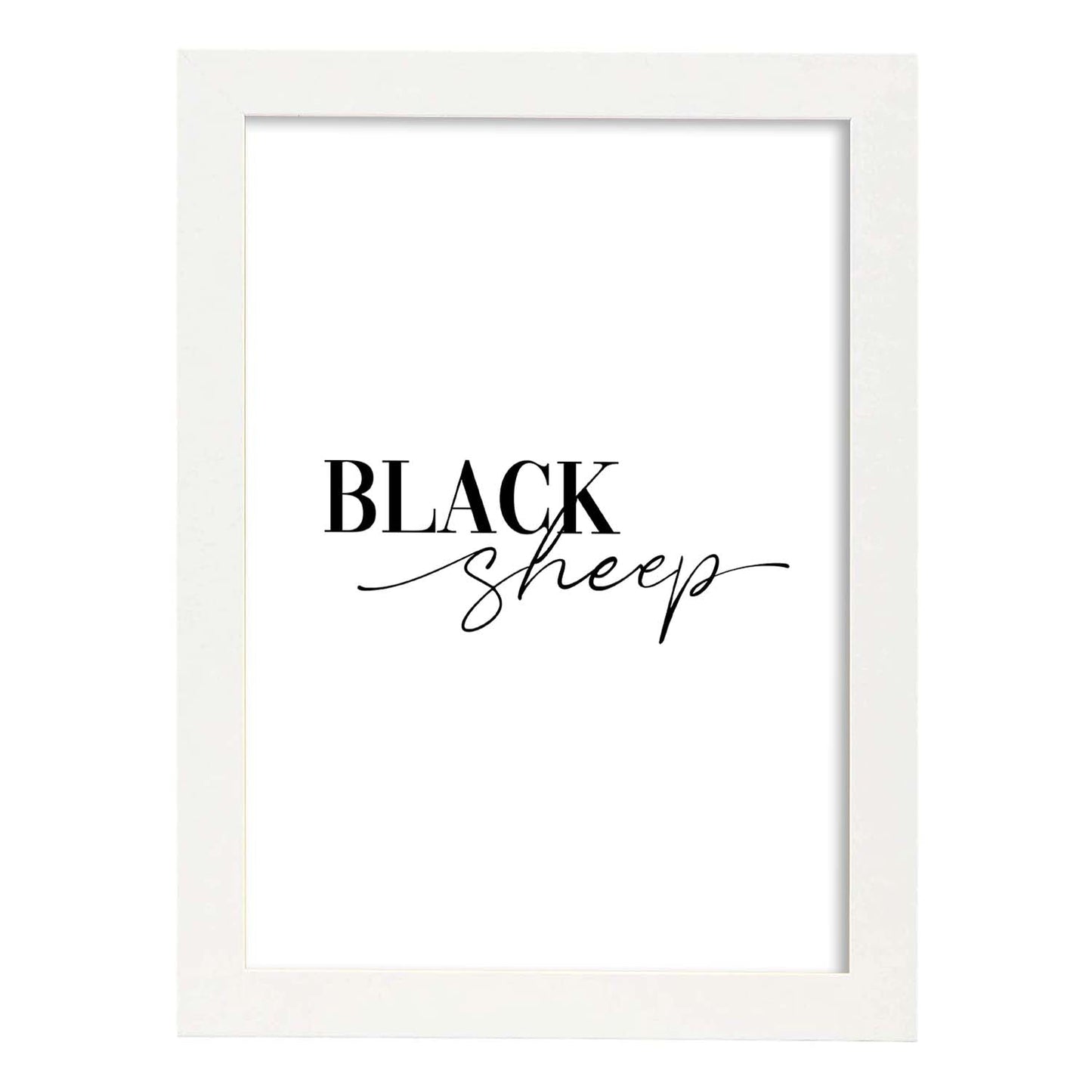 Lamina artistica decorativa con ilustración de black sheep estilo Mensaje inspiracional-Artwork-Nacnic-A3-Marco Blanco-Nacnic Estudio SL