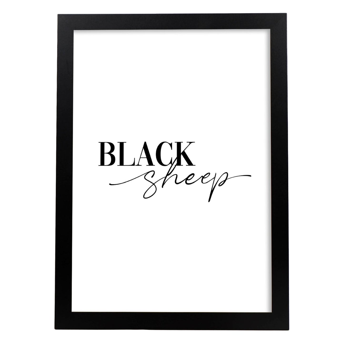 Lamina artistica decorativa con ilustración de black sheep estilo Mensaje inspiracional-Artwork-Nacnic-A4-Marco Negro-Nacnic Estudio SL