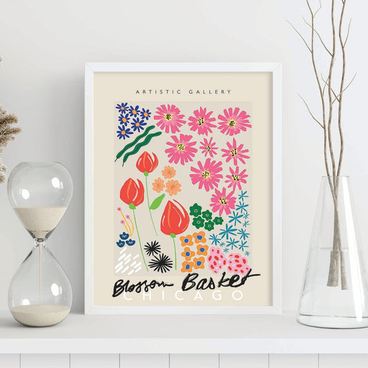 Lamina artistica decorativa con ilustración de Blossom Cesta Chicago estilo Abstracto-Artwork-Nacnic-Nacnic Estudio SL