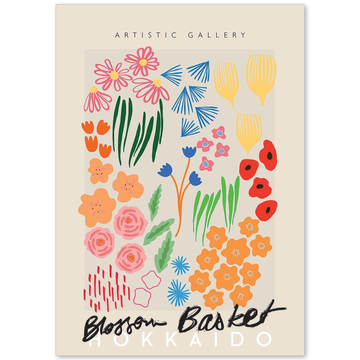 Lamina artistica decorativa con ilustración de Blossom Cesta Hokkaido estilo Abstracto-Artwork-Nacnic-A4-Sin marco-Nacnic Estudio SL