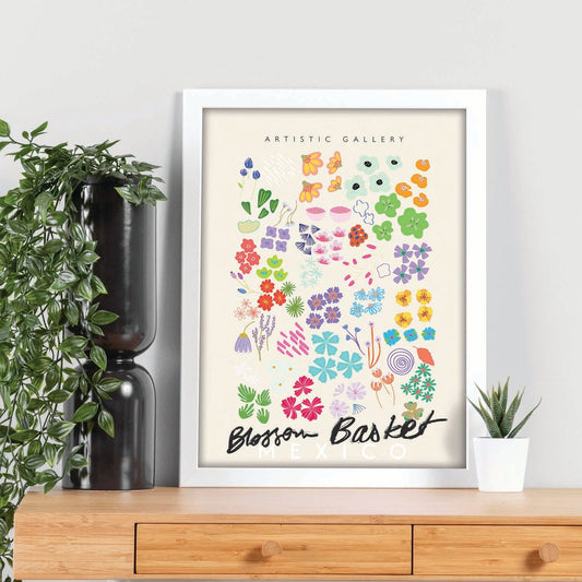 Lamina artistica decorativa con ilustración de Blossom Cesta México estilo Abstracto-Artwork-Nacnic-Nacnic Estudio SL